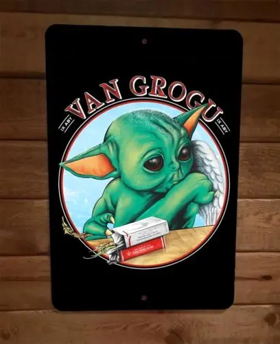 1 шт., металлический настенный знак Van Grogu Halen Parody 8x12