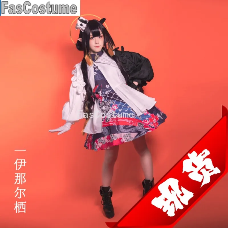 Fas Costumer Hololive Ninomae Inanis игровой костюм косплей костюм JP платье с вышивкой униформа Хэллоуин вечерние наряд женский