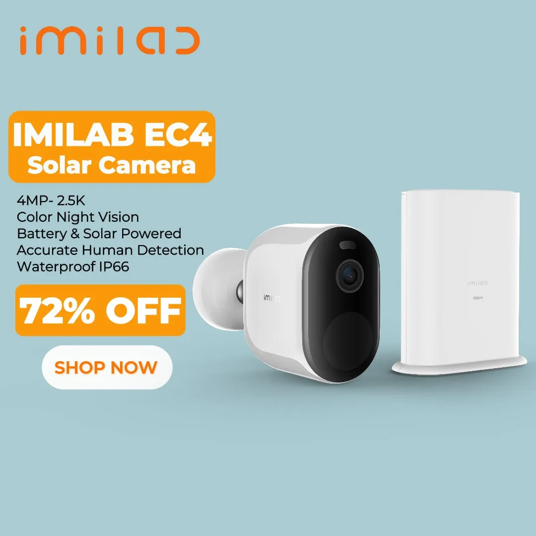 Камера IMILAB EC4, солнечная панель, уличный прожектор, 4 МП HD, IP-видеонаблюдение, веб-камера, беспроводная Wi-Fi, камера видеонаблюдения для умного дома