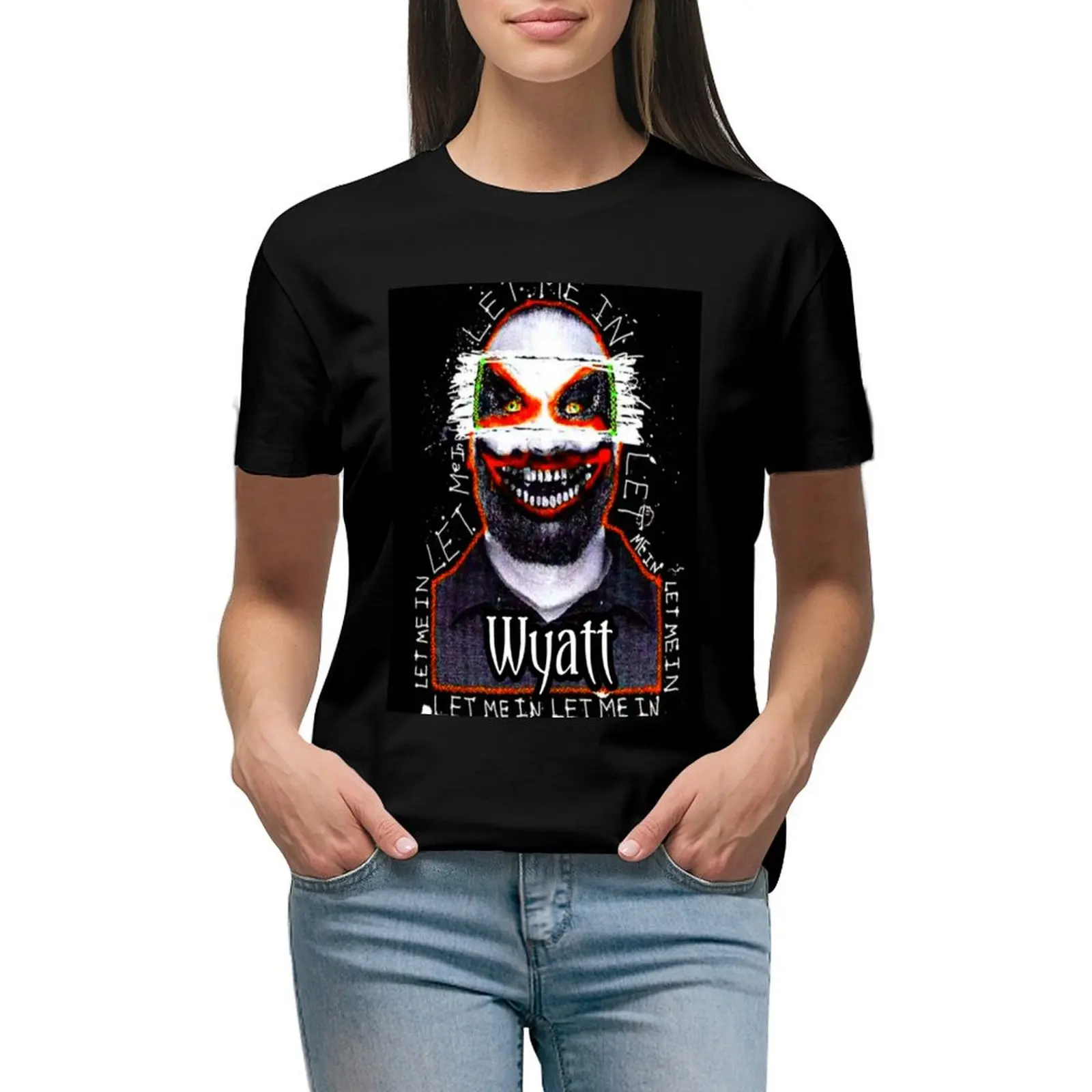 Футболка Let me in Wyatt, одежда в стиле хиппи, рубашка с животным принтом для девочек, белые футболки для женщин