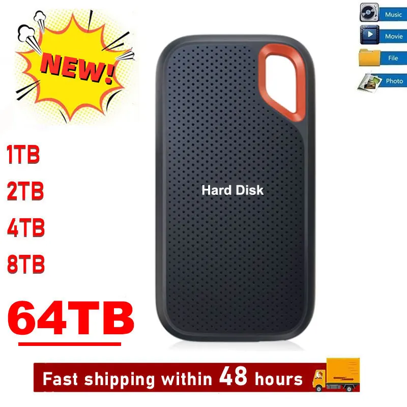 SSD E61 2 ТБ 1TB 256TB USB 3.2 Type-A/C Портативный внешний твердотельный накопитель NVME жесткий диск 100% оригинальный маленький портативный для PS5