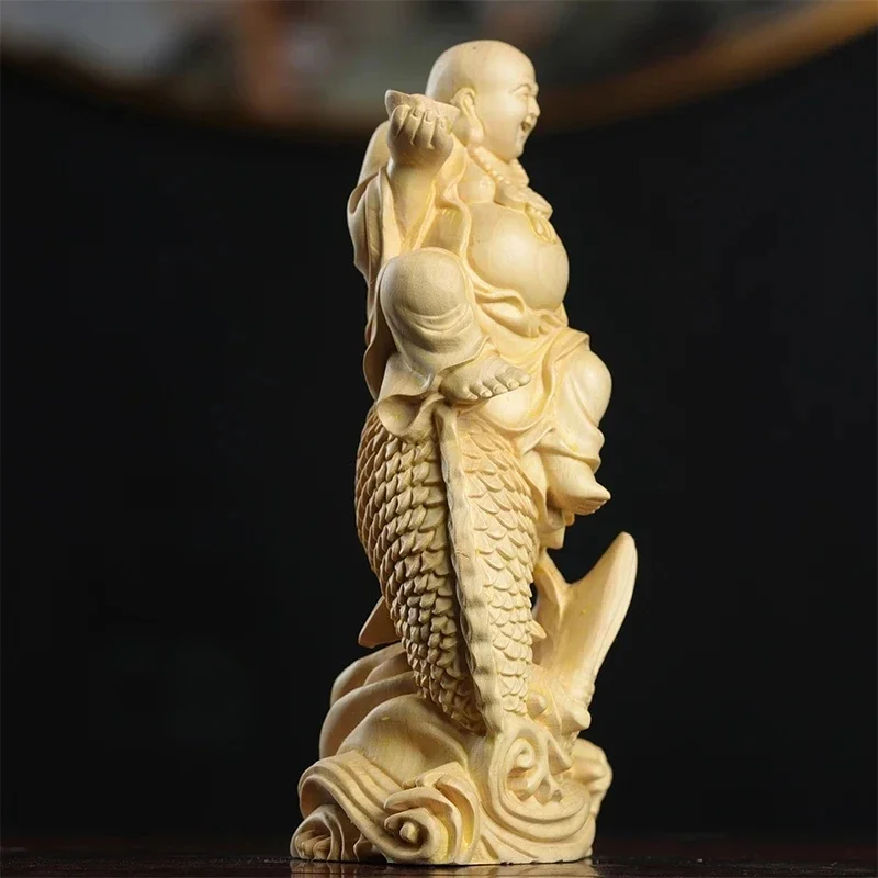 Статуя из самшита, фигурка фэн-шуй, коллекция статуй Ruyi, домашний декор, деревянная скульптура из настоящего дерева, миф Будды, домашний декор, счастливый