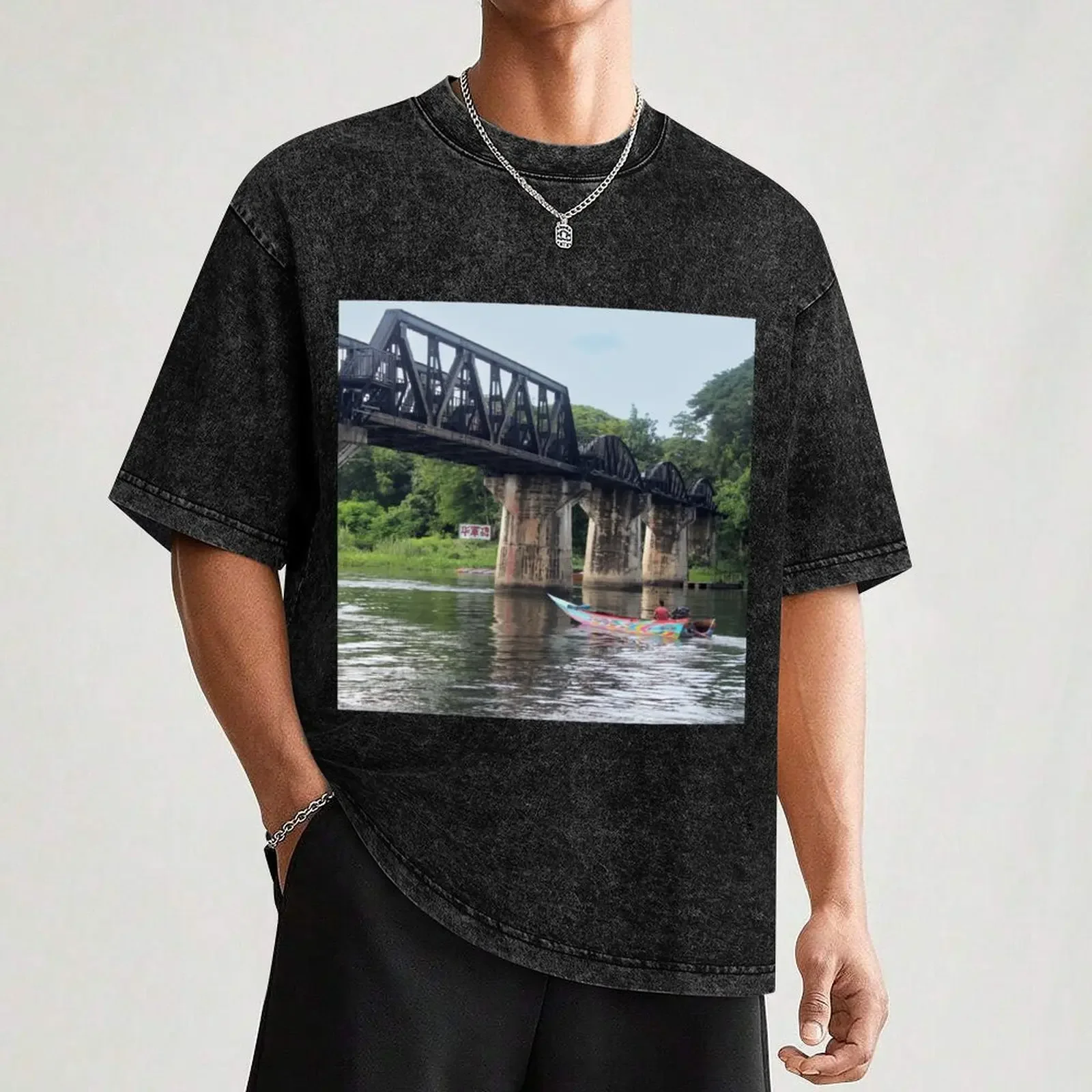 Фото Футболка Bridge on the River Kwai, мужские футболки, белая мужская футболка, хлопковая футболка высокого качества №3