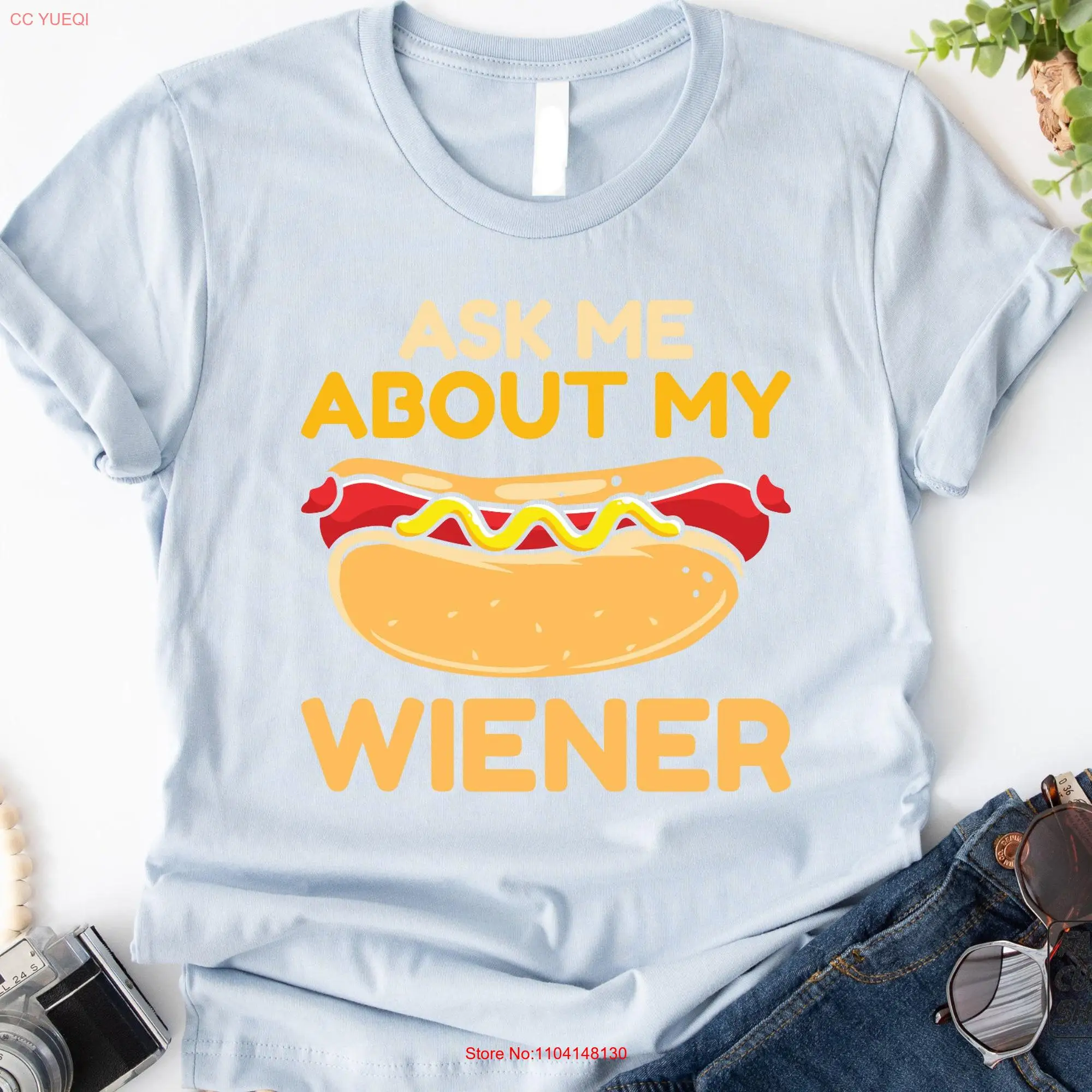 Спросите меня о футболке My Wiener, забавный мем для хот-догов с длинным или коротким рукавом E0156
