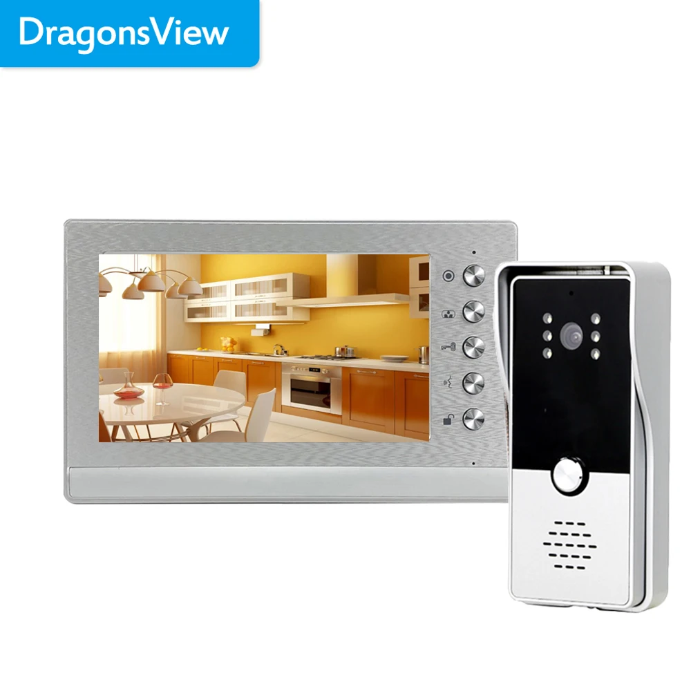 Видеодомофон Dragonsview, проводной, уличный дверной звонок, камера, 7-дюймовый видеодомофон, монитор разблокировки, дневное и ночное видение, разговор