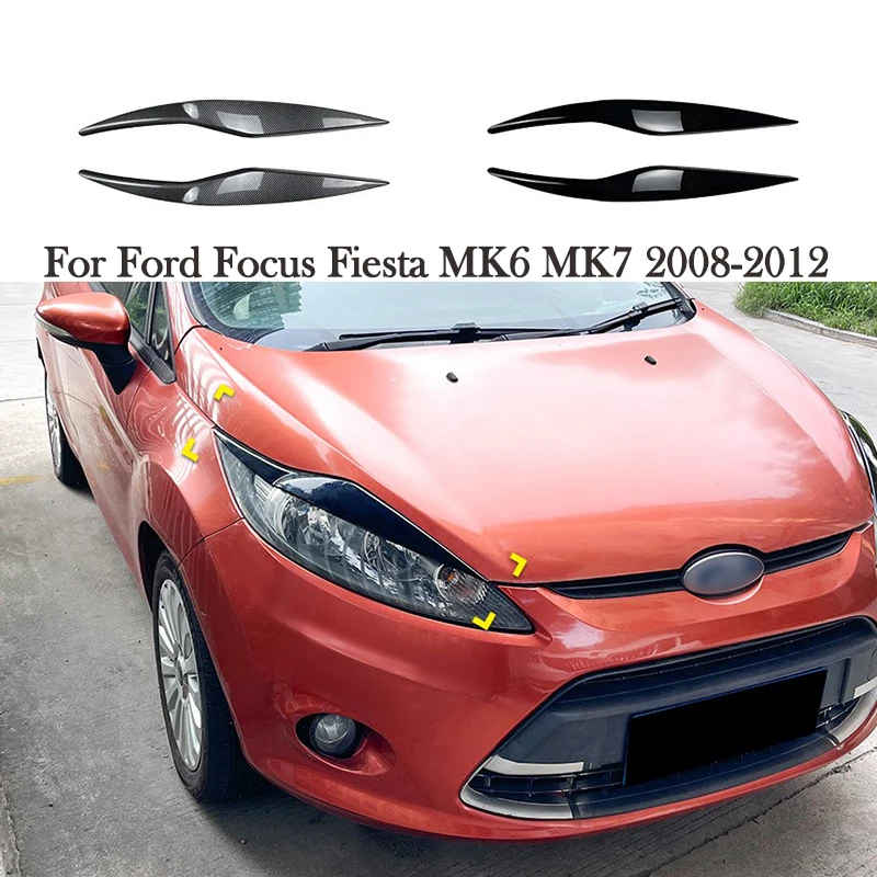 Повыки передних фар автомобиля для Ford Focus Fiesta MK6 MK7 2008-2012, накладка на полоску для бровей, автозапчасти послепродажного обслуживания
