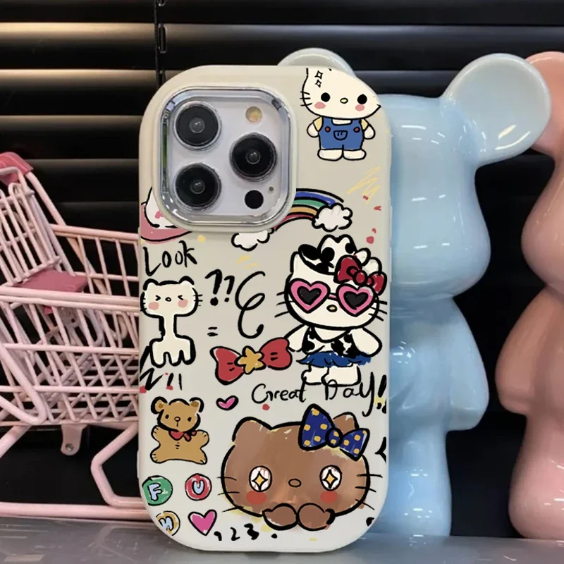 Фото Чехол Hello Kitty для Huawei P30 Pro Nova 7 9 10 SE 10 Pro, милый чехол Sanrio с металлическим покрытием и линзой №4