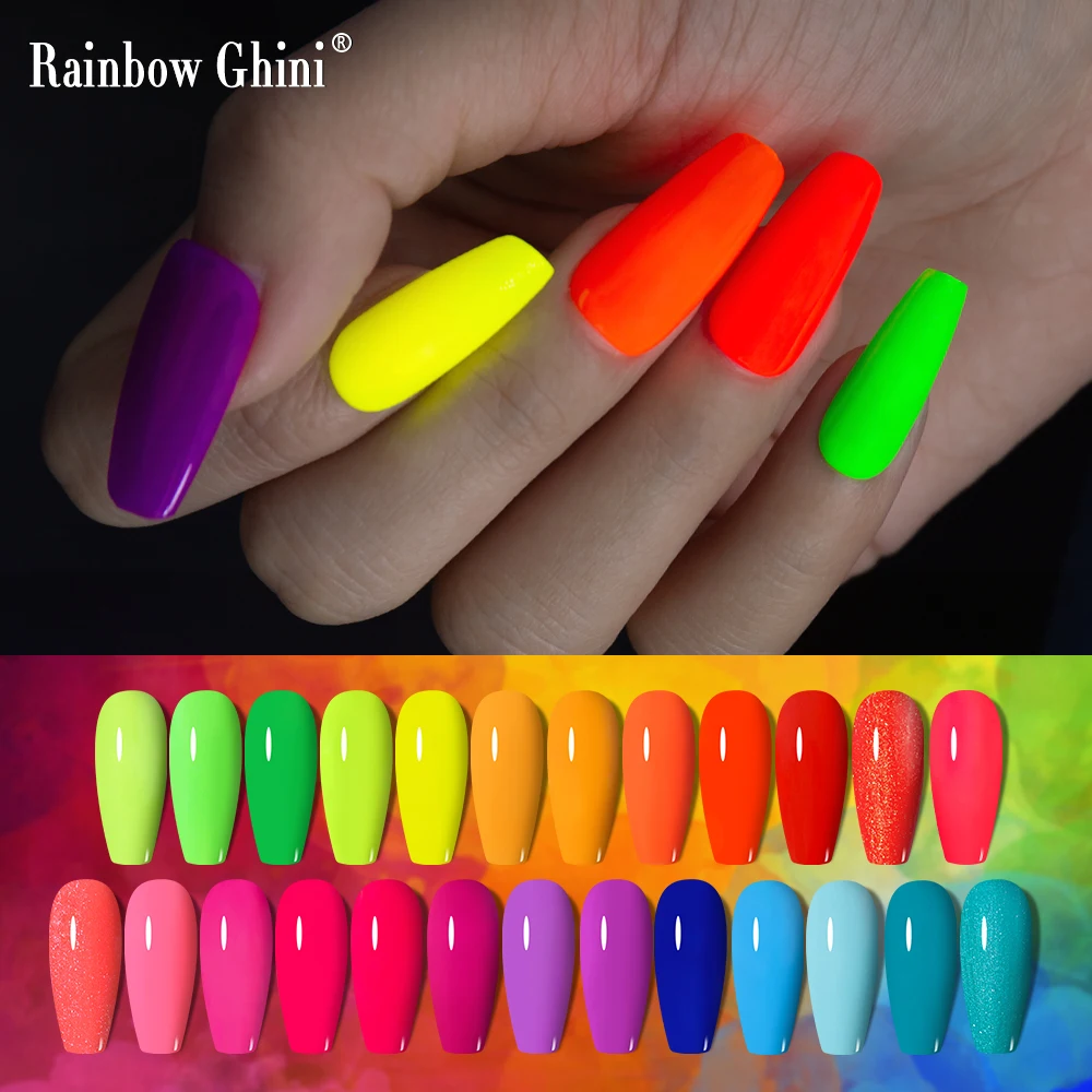 Rainbow Ghini 15 мл флуоресцентный гель-лак-хамелеон для ногтей, замачиваемый УФ-светодиодный долговечный гель-лак для ногтей, художественное украшение