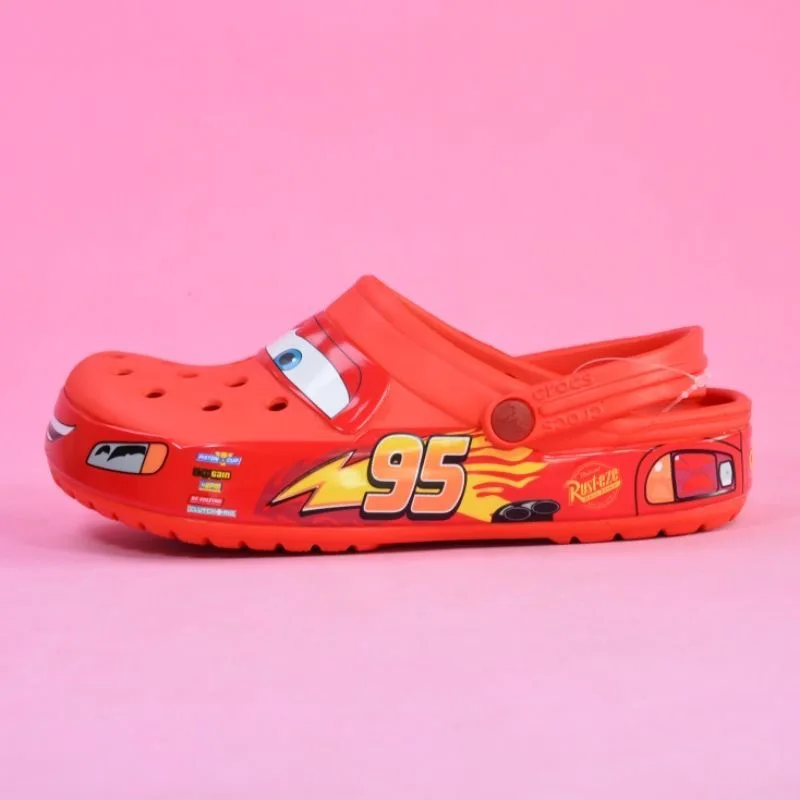 Фото Туфли Disney Lightning Mcqueen Pixar из ЭВА, водонепроницаемые пляжные тапочки, дышащие, с ремешком на щиколотке, для детей и взрослых №5