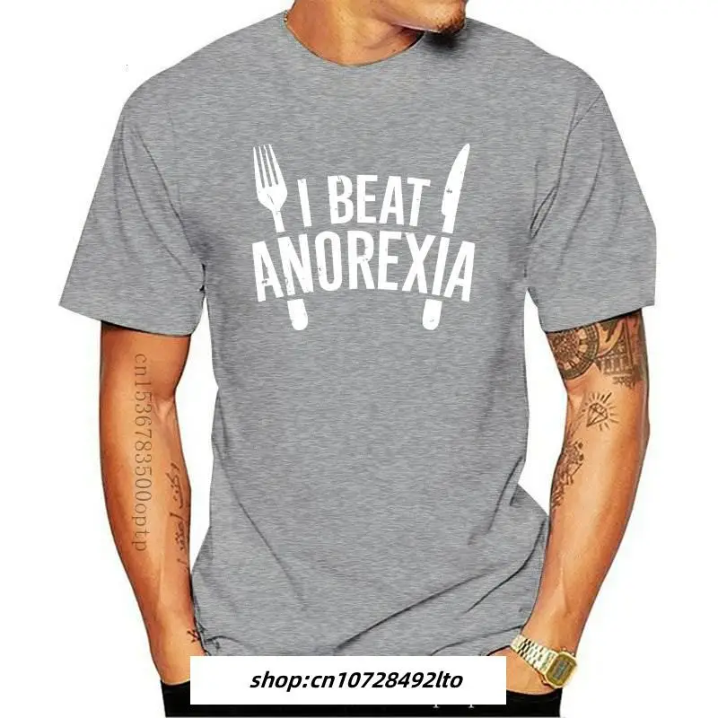 Фото Мужская одежда I Beat Anorexia футболка Лыжная диета пища полная смешной подарок на день рождения рукав футболка летние мужские футболки топы №1