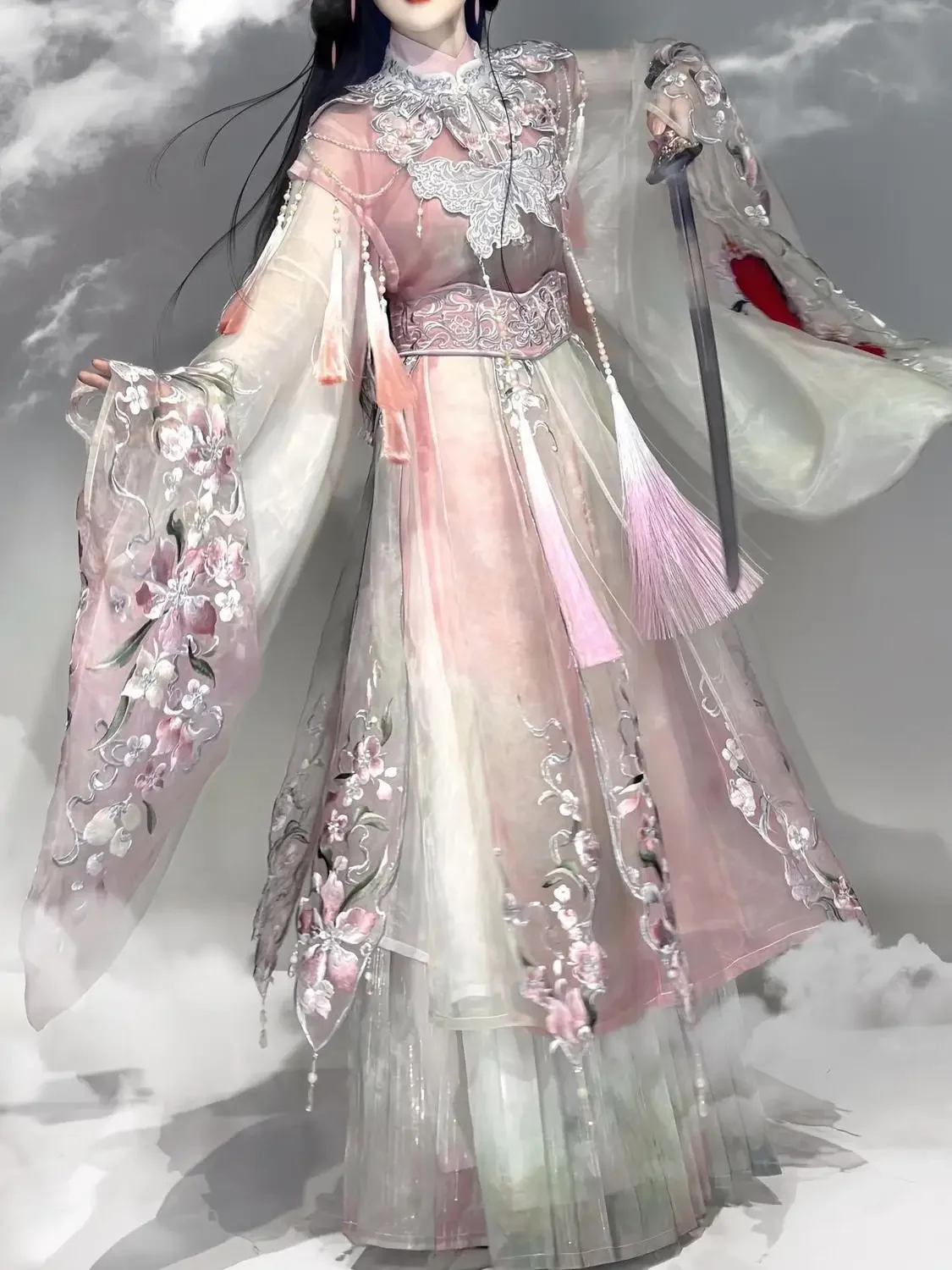 Фото Hanfu Taoyanxu, платье Хань с вышивкой для тяжелой промышленности, улучшение оперы Хань, платье с цветком персика, классическое платье Hanfu 2025, горячая распродажа №3