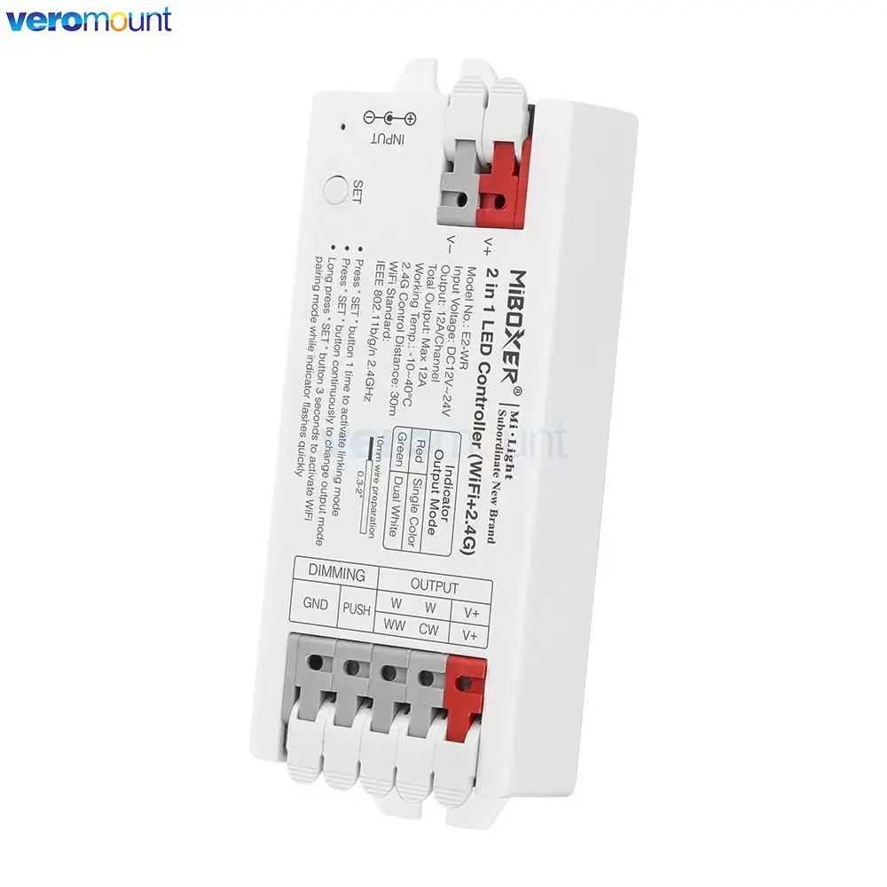 Фото Miboxer WIFI + 2,4G Φ контроллер Tuya App музыкальный ритм диммер СВЕТОДИОДНЫЙ/E2-WR Single/CCT/RGB/RGBW/RGB + CCT 3 в 1 Wifi контроллер №3