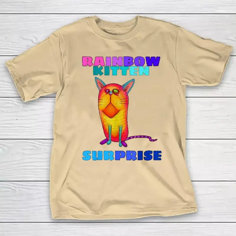 Cats Rainbow Kitten Surprise Симпатичная желтая черная футболка всех размеров BB20