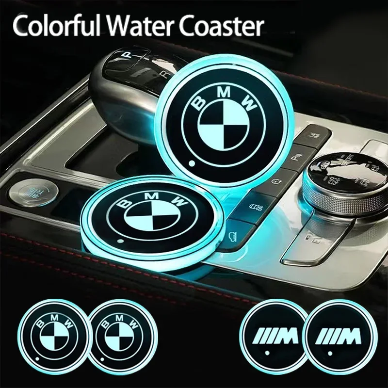 Автомобильная светящаяся подставка для чашки с водой, USB цветной атмосферный светильник, нескользящий коврик для BMW M X1 X3 X4 X5 E46 E90 F20 E60 E39 F10 M1 M2 M3
