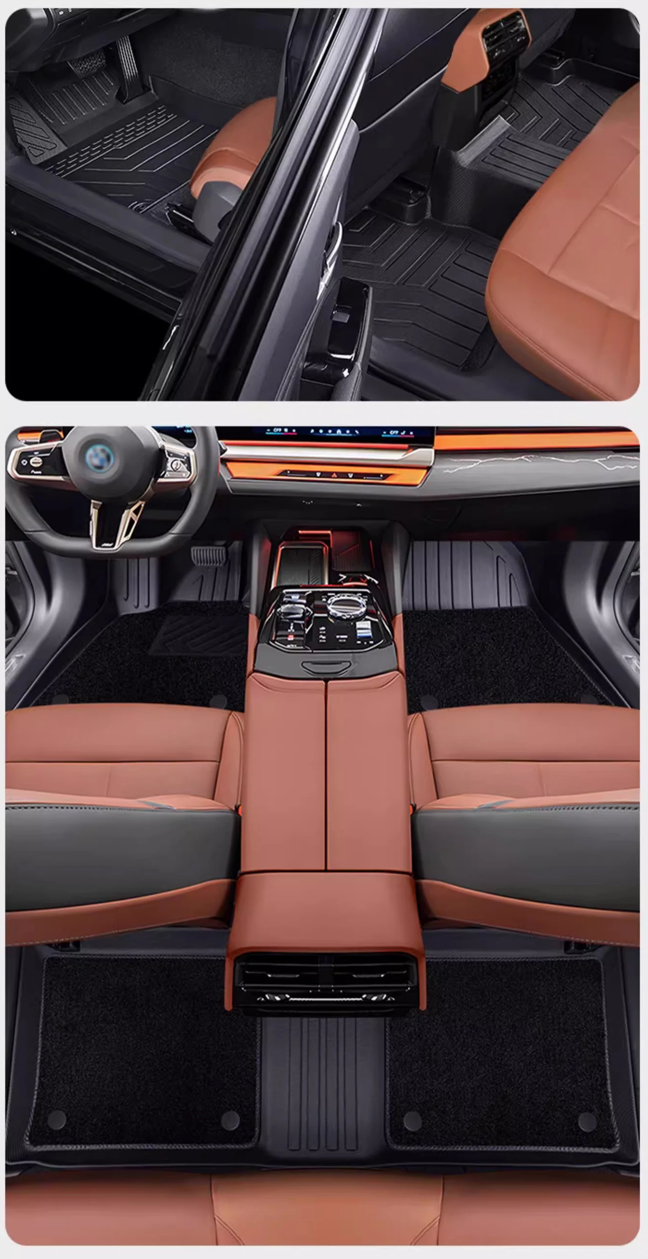 Фото Автомобильный напольный коврик с левым рулем BMW i5 2024, индивидуальный коврик для ног с полным объемным звуком, внутренняя защитная подкладка, напольная подкладка №2