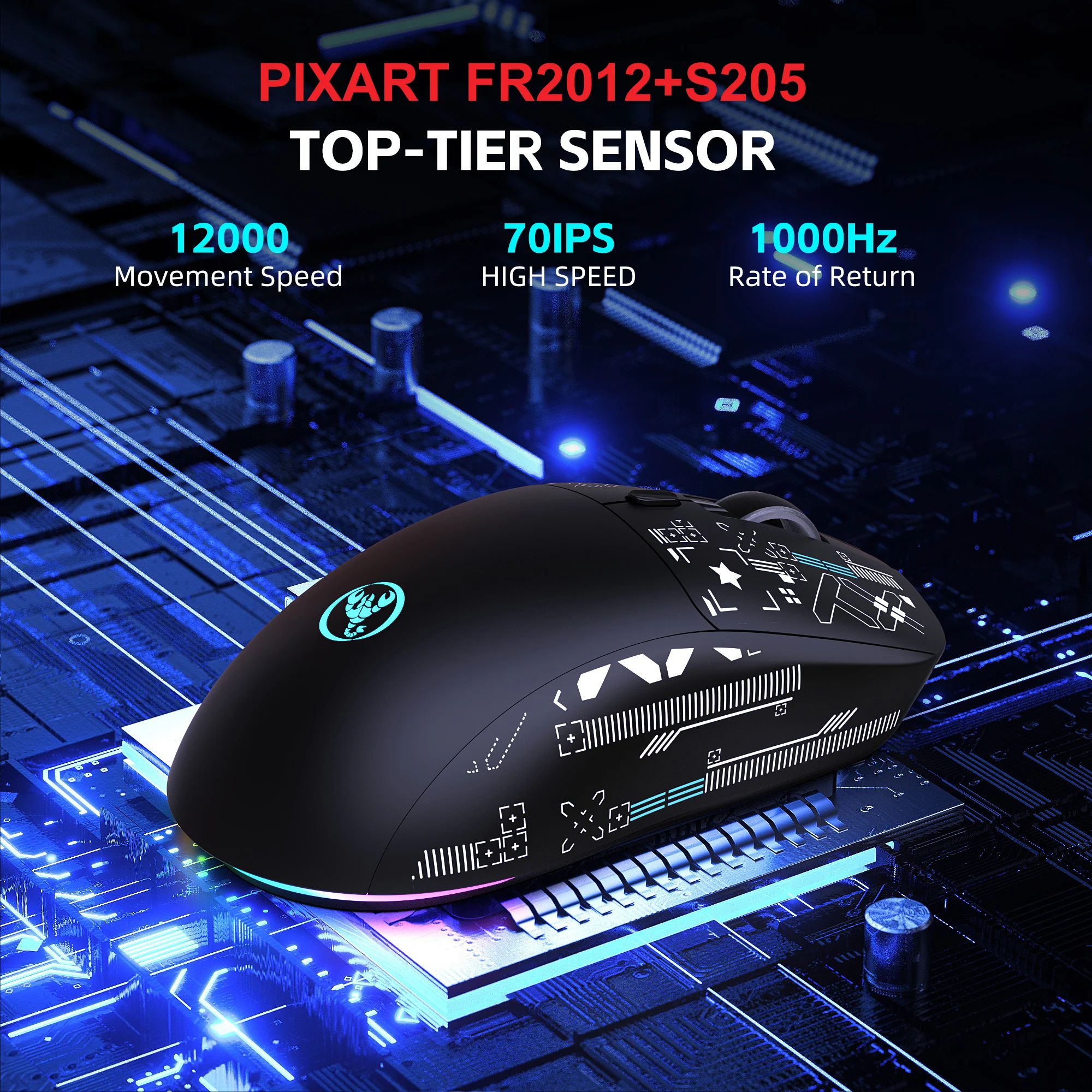 Фото HXSJ T90Pro 1K 3-режимная игровая мышь RGB Аккумулятор 650 мАч Беспроводная легкая эргономичная оптическая мышь №2