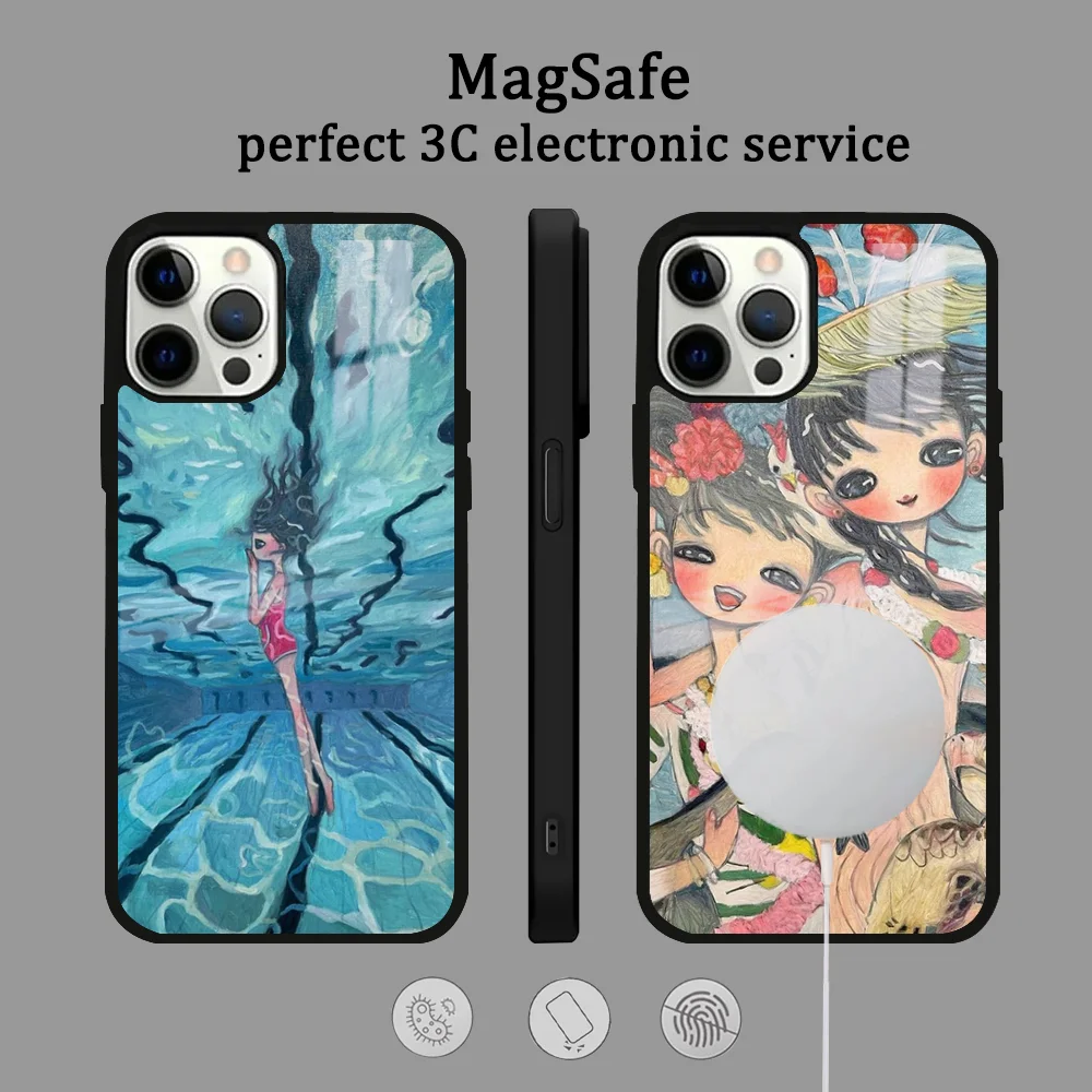 Чехол для телефона Aya Takano для IPhone 16, 15, 14, 13, 12, 11 Pro Max Plus Mini Magsafe Mirror, беспроводной магнитный чехол