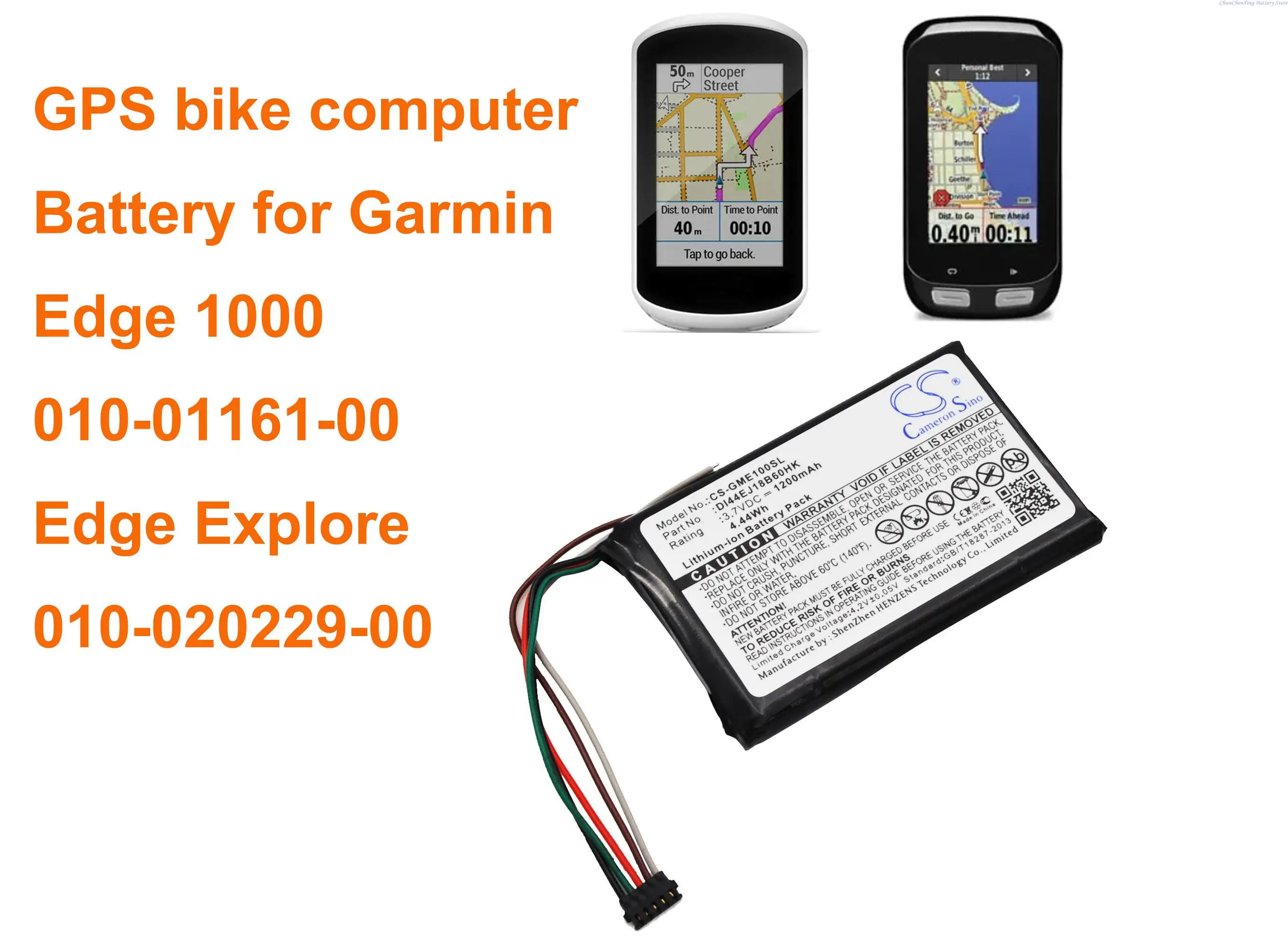 1200 мА · ч GPS, аккумулятор для навигатора для Garmin 010-01161-00, Edge 1000