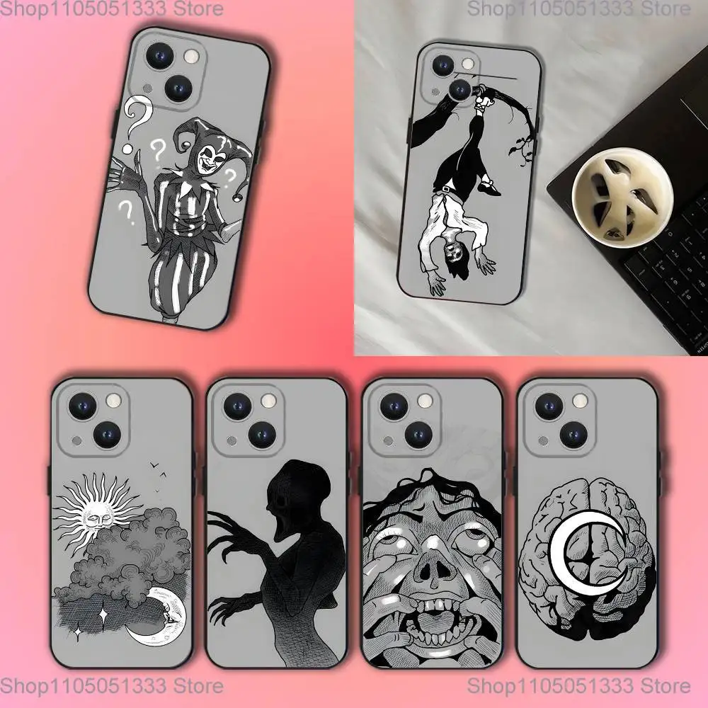 Чехол для телефона Phasmophobia Tarot Card для iPhone 16,15,14,13,12,11,Pro,XS,Max,XR,Plus,E,SE4,Mini Black Soft Cover
