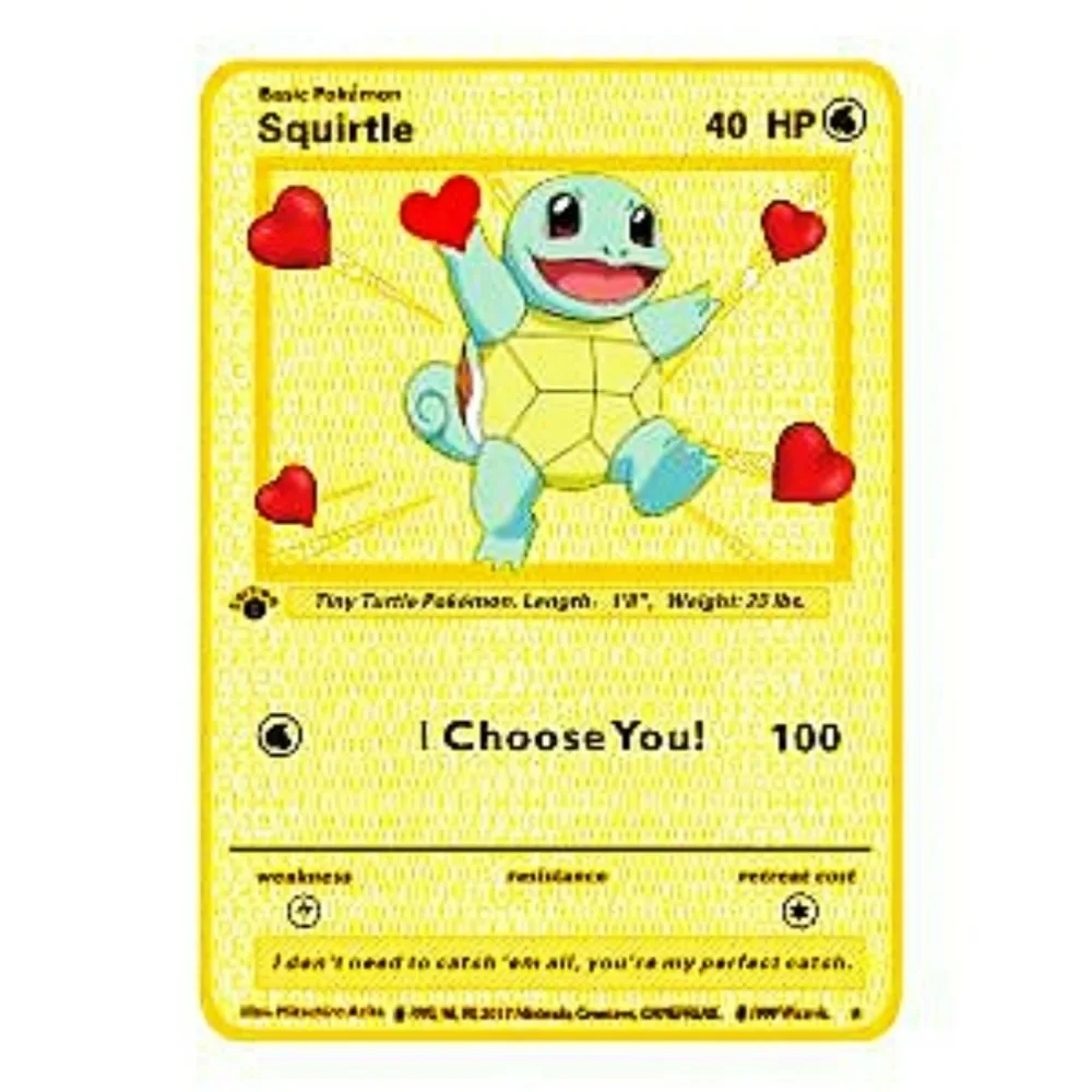 Металлическая карта покемонов Золотые карты покемонов Love Pikachu I Choose You V Squirtle Vmax Vstar Аниме Игры Игральные карты Детские игрушки Подарок