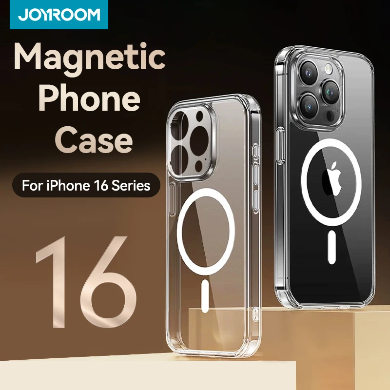 Магнитный чехол Joyroom для iPhone 16 Pro Max, защитный желтый прозрачный чехол для iPhone 16, Тонкий Магнитный чехол с беспроводным зарядным устройством