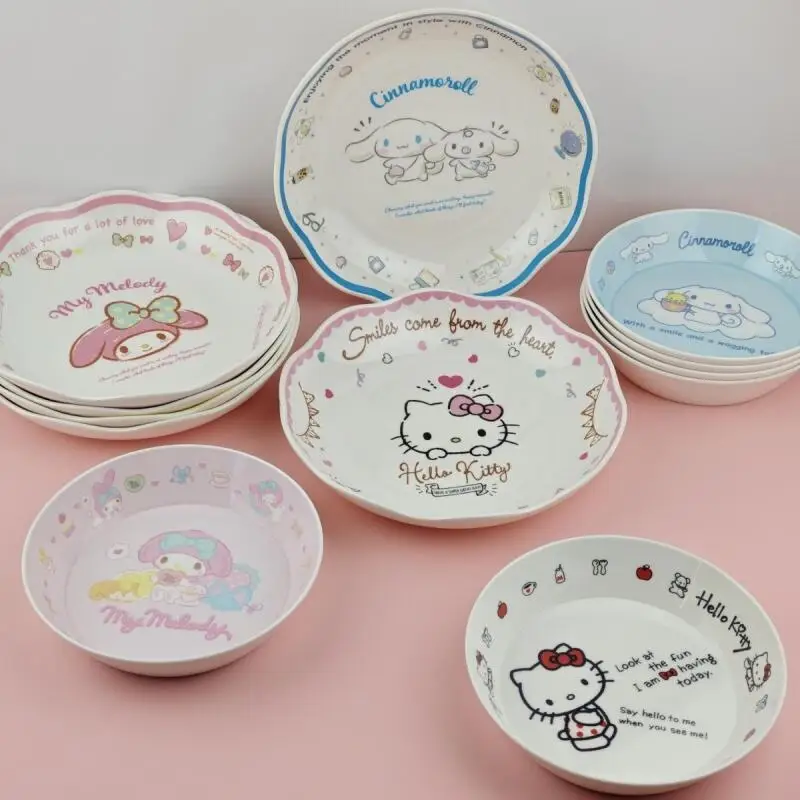 Sanrio Hello Kitty My Melody Cinnamoroll Plate Hit Product Новый продукт Kawaii Мультфильм Аниме Портативный для взрослых Студентов Детский милый