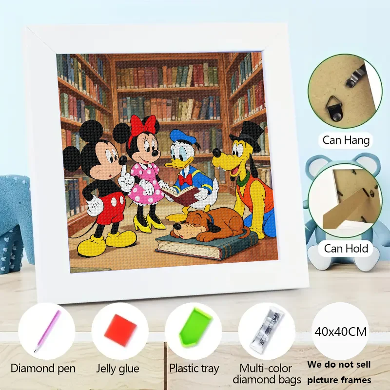 1 шт. Disney Friends 5D DIY комплект алмазной живописи, Микки Маус Минни Дональд Дак Гуфи Плутон библиотека сцена полная дрель горный хрусталь