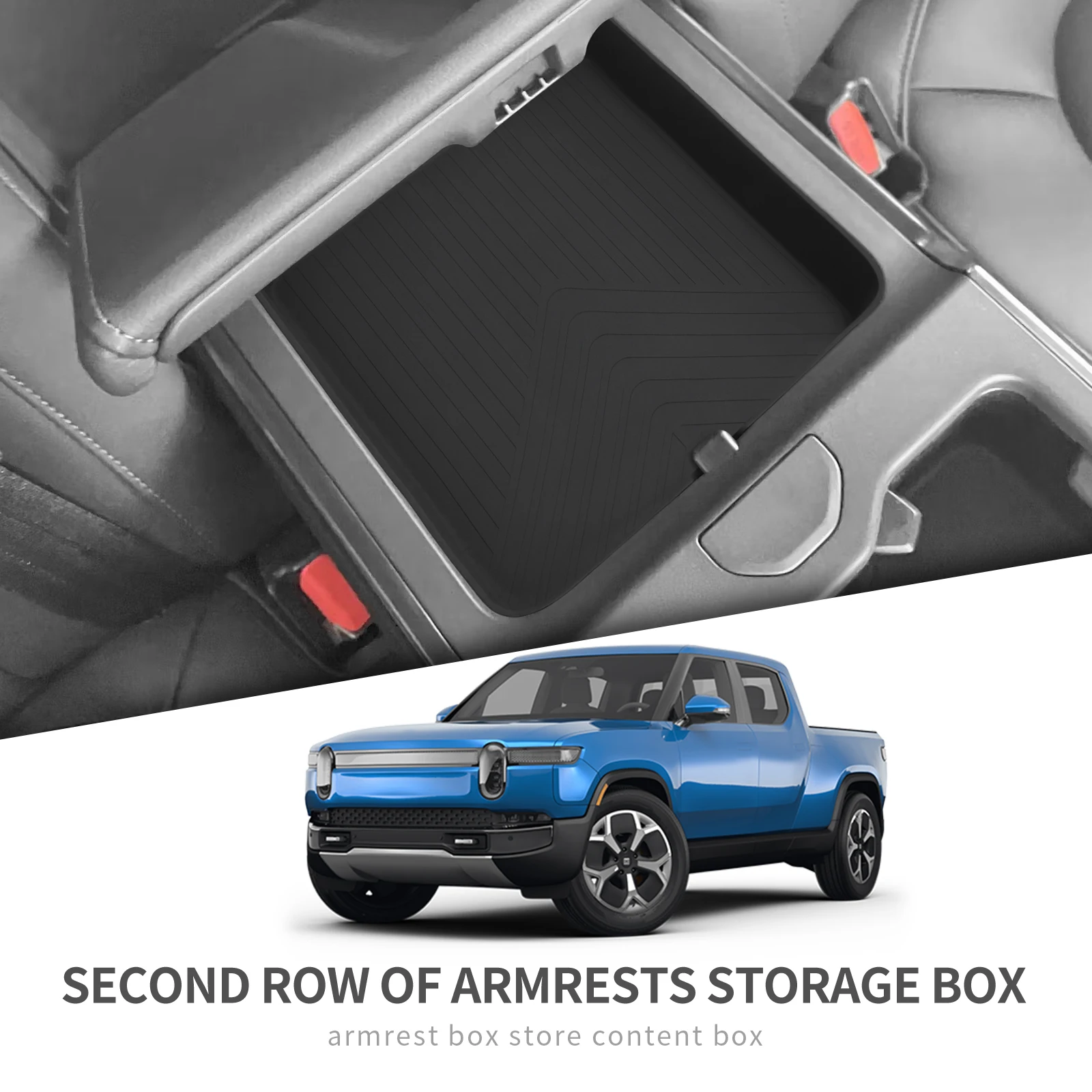 SMABEE для RIVIAN R1T R1S Secone Row, подлокотник, коробка для хранения, силиконовый автомобильный поднос, органайзер для уборки, автоаксессуары, черный