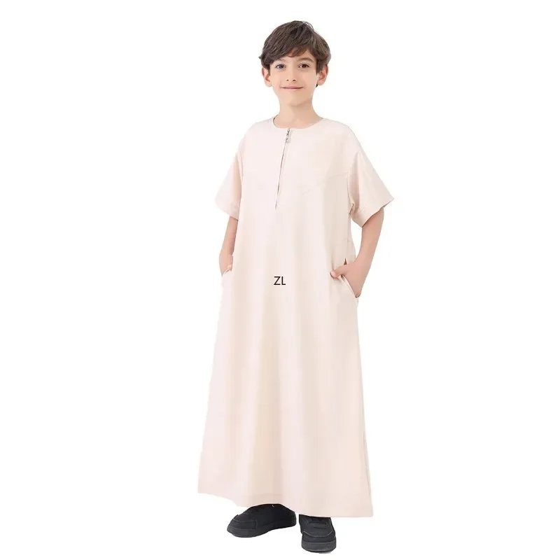 Фото Eid Djellaba Boy Kids Jubba Thobe Muslim Islam Child Clothing Saudi Arabic Robe Turkey Dubai Abaya Kaftan Ramadan Zipper Thoub №3