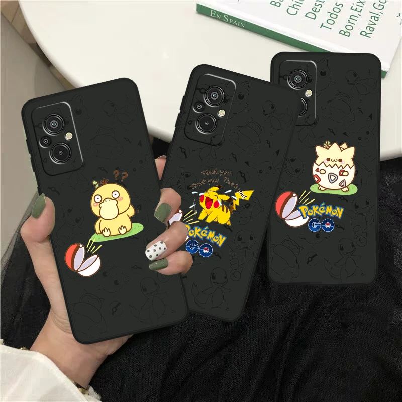 Силиконовый черный чехол для телефона с милым покемоном Пикачу Psyduck для Xiaomi Redmi K60 12C 12 11A A1 11 10C 10X 9T 9C 9AT 8A Pro