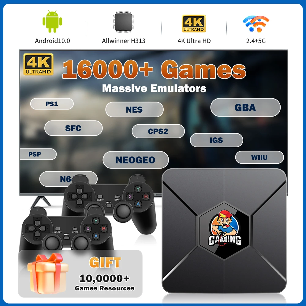 Фото Консоль игровая TX9 Pro 4K UHD в ретро стиле, Игровая приставка для PS1/PSP/N64/NES с 16000 + играми для эмулятора ТВ/ПК/проектора №1
