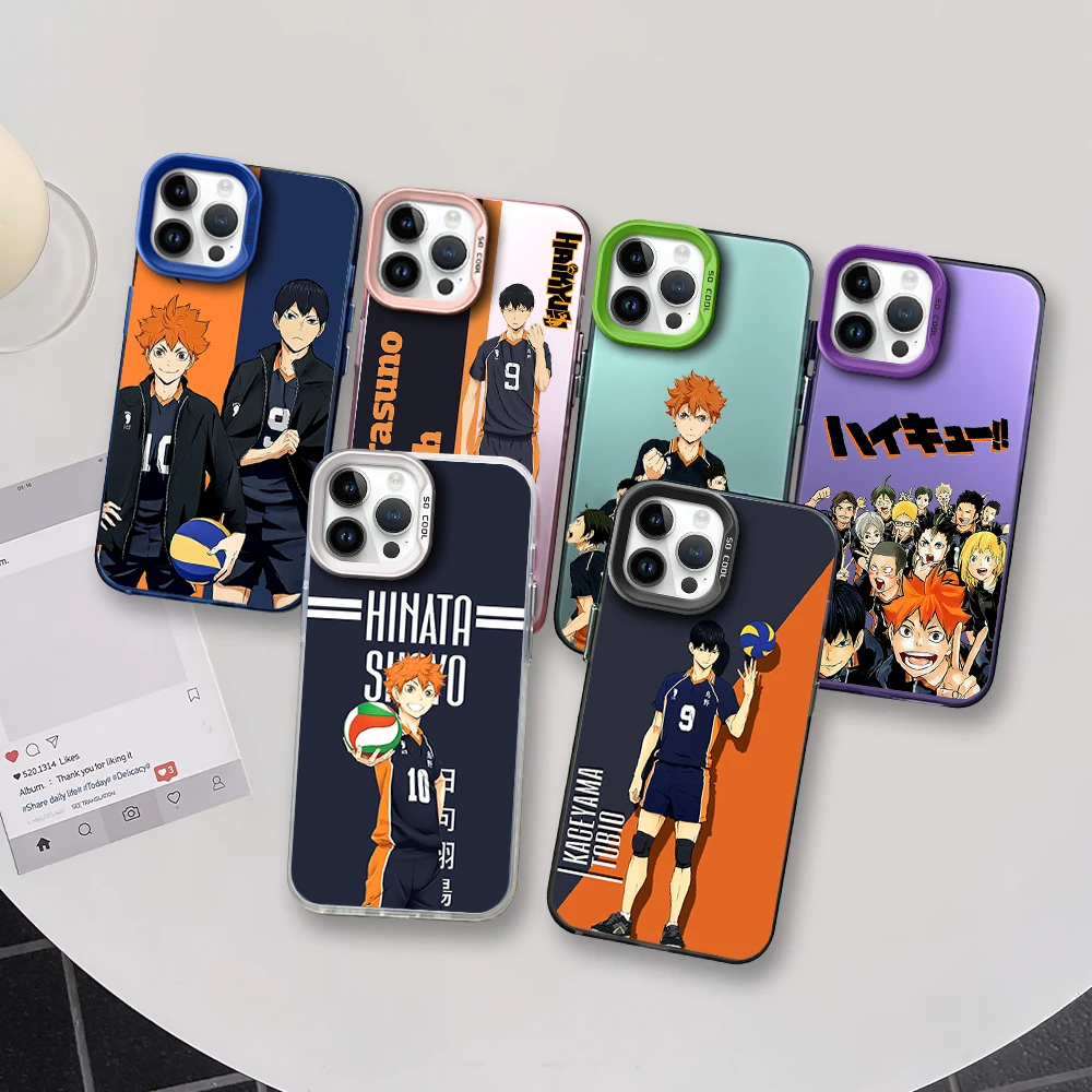 H-Haikyuu Volleyball Япония Аниме FUNDA Чехол для телефона iPhone 12 13 14 15 16 Max Pro Plus Противоударный жесткий чехол цветной серебристый IMD
