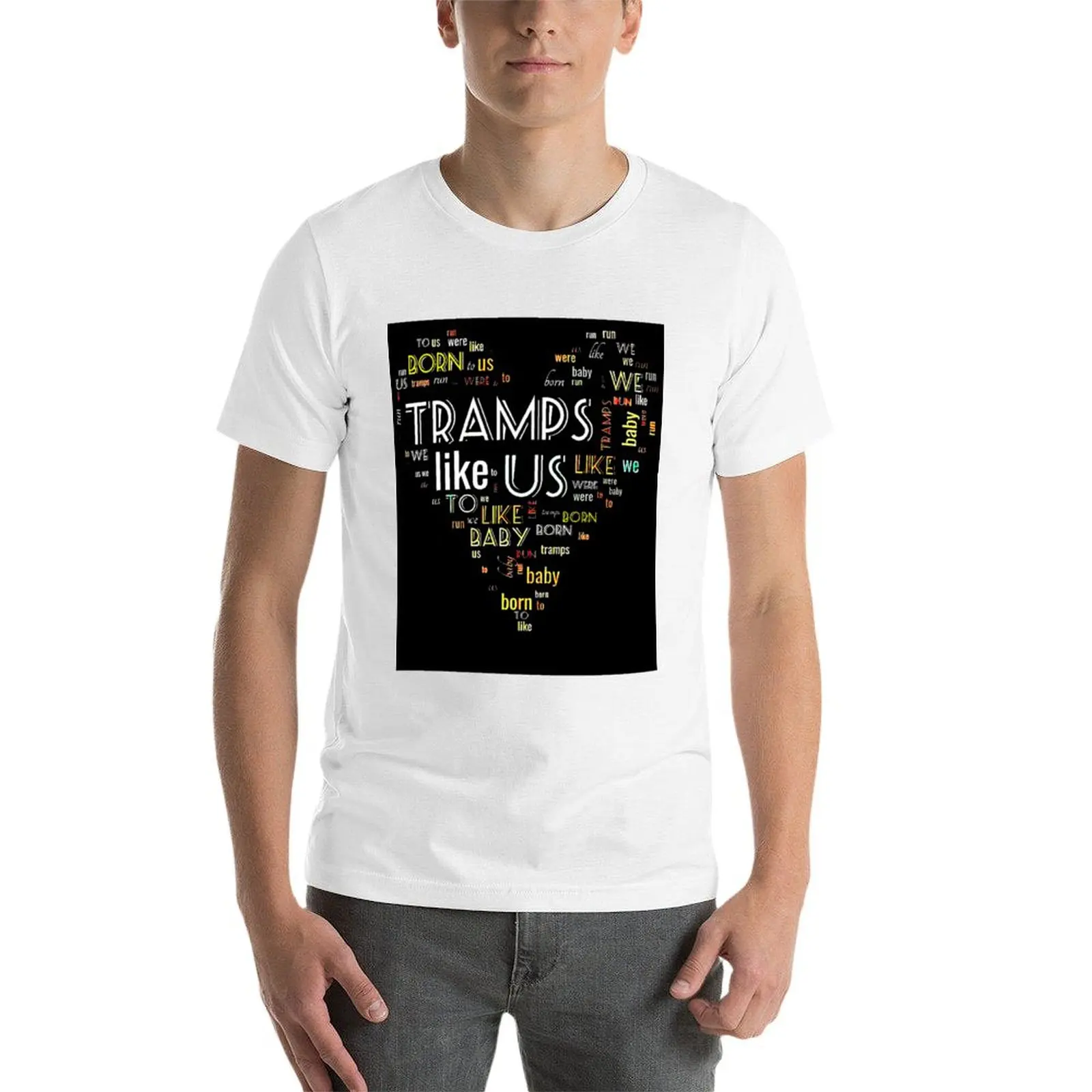 Фото Wordart Tramps Like Us WallsOfFameAust T-Shirt men t shirt cotton 100% man t shirt cotton T-Shirt №4