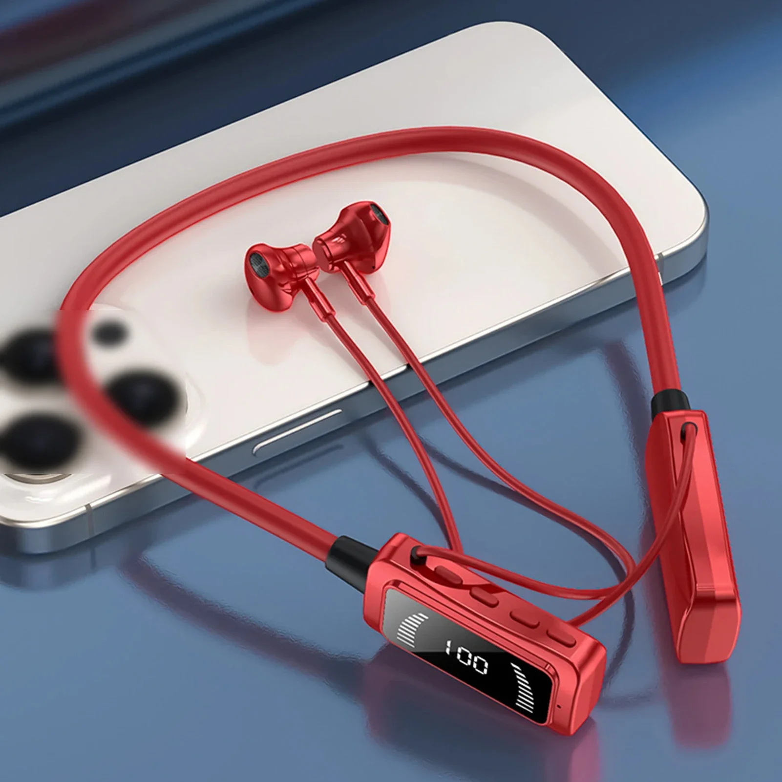 Фото Беспроводные Bluetooth 5,3 наушники KG06, Спортивная Шейная стереогарнитура, гарнитура для свободных рук, наушники для смартфонов №5