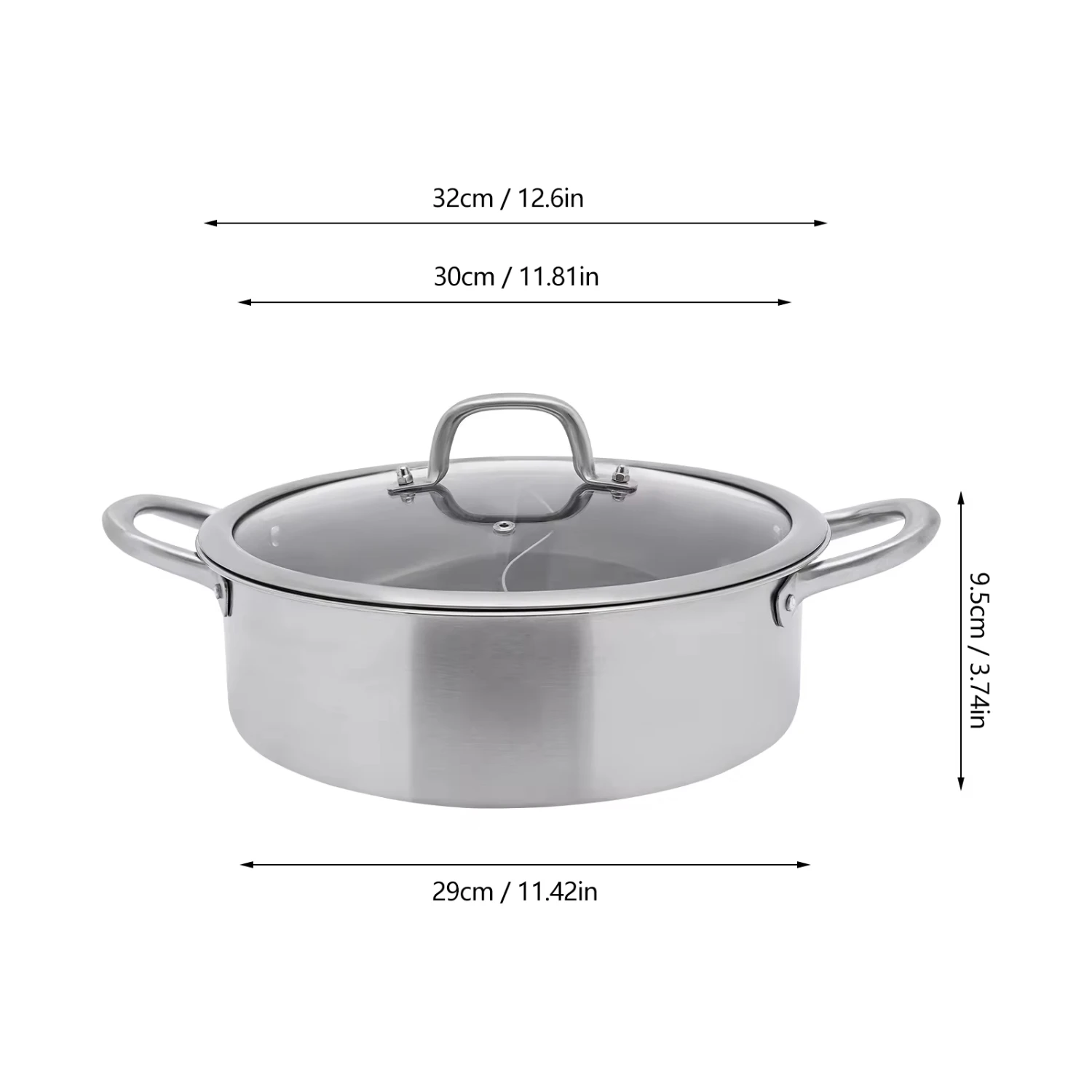 Двухсторонний разделитель Shabu из нержавеющей стали для приготовления супа, горячая кастрюля, кухонная утварь с крышкой (art.: 3920c9f5d5ab1) - 3920c9f5d5ab1