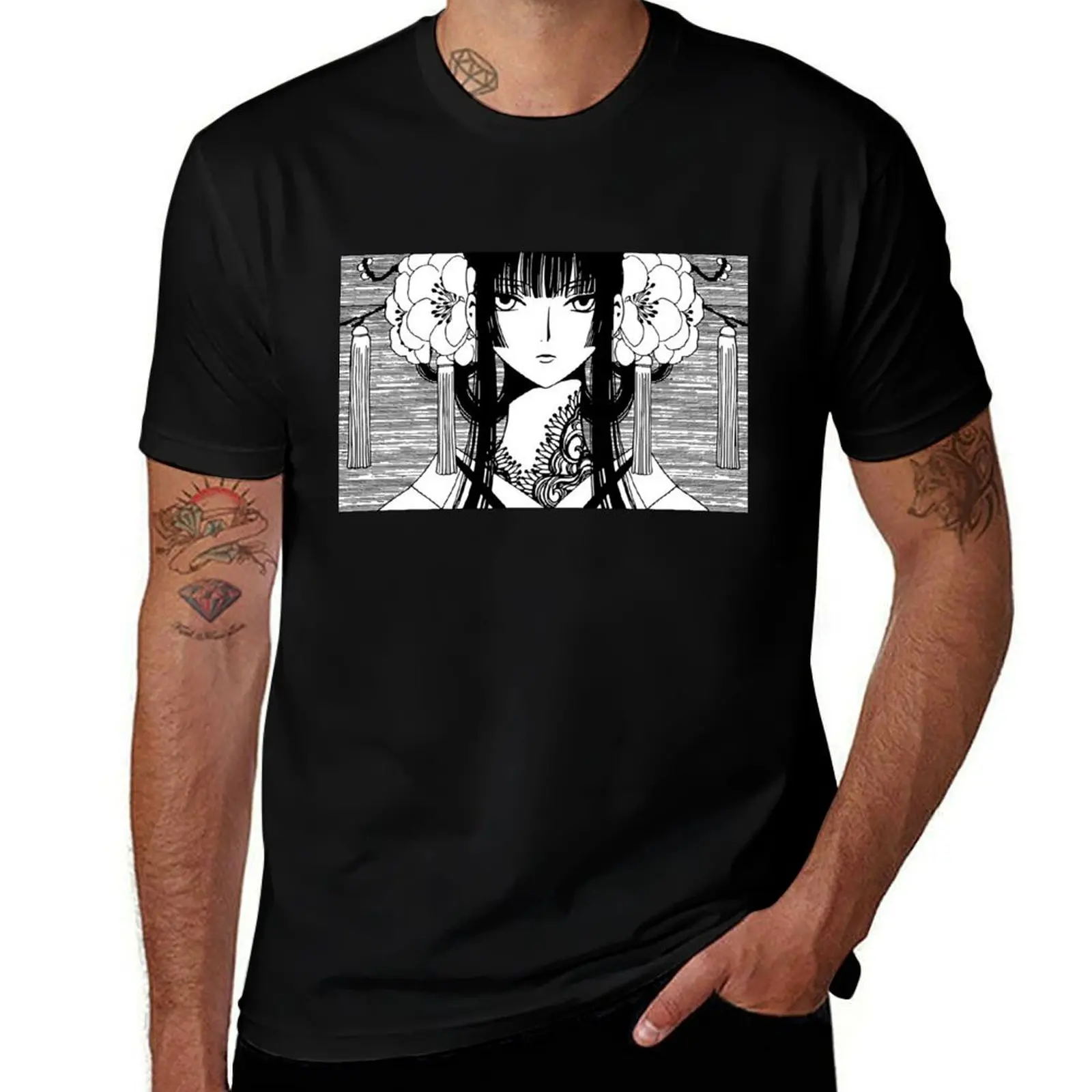 Футболка xXxHolic-Yuko Ichihara, мужские футболки, хлопковая футболка, мужская однотонная футболка