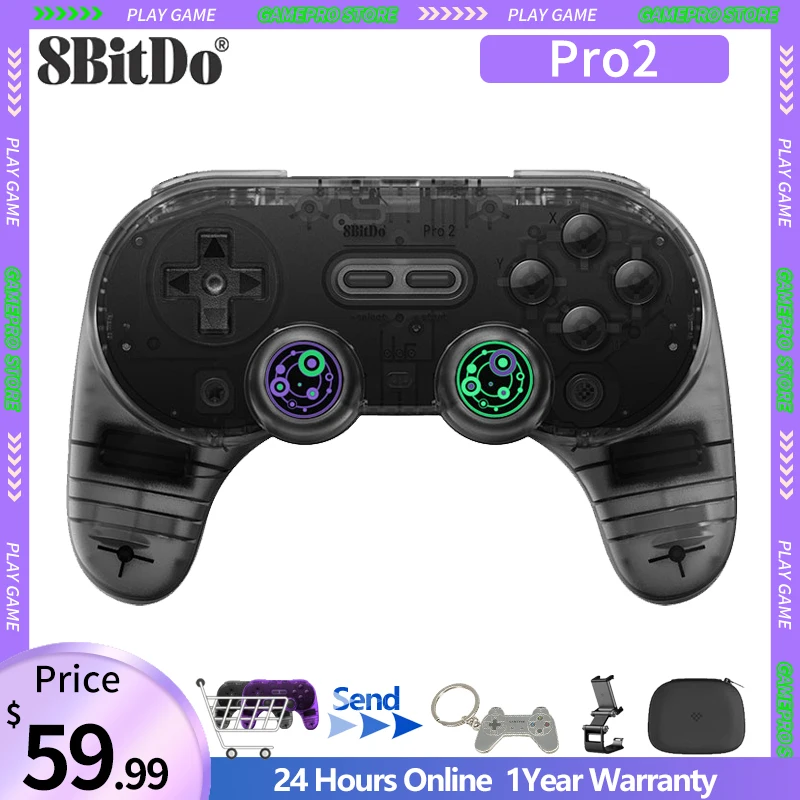Bluetooth-Контроллер 8bitdo Pro 2, новый цветной, с поддержкой Nintendo Switch, Windows, iOS, Android, Raspberry Pi, SteamOS