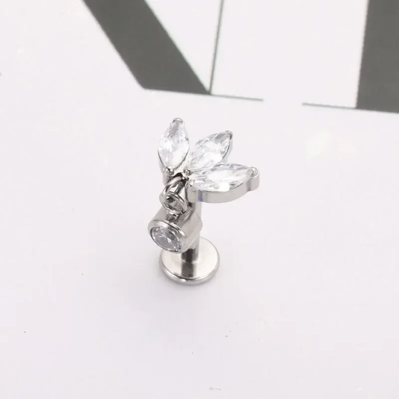 Фото Серьги-подвески из титана ASTM F136 с фианитами №5