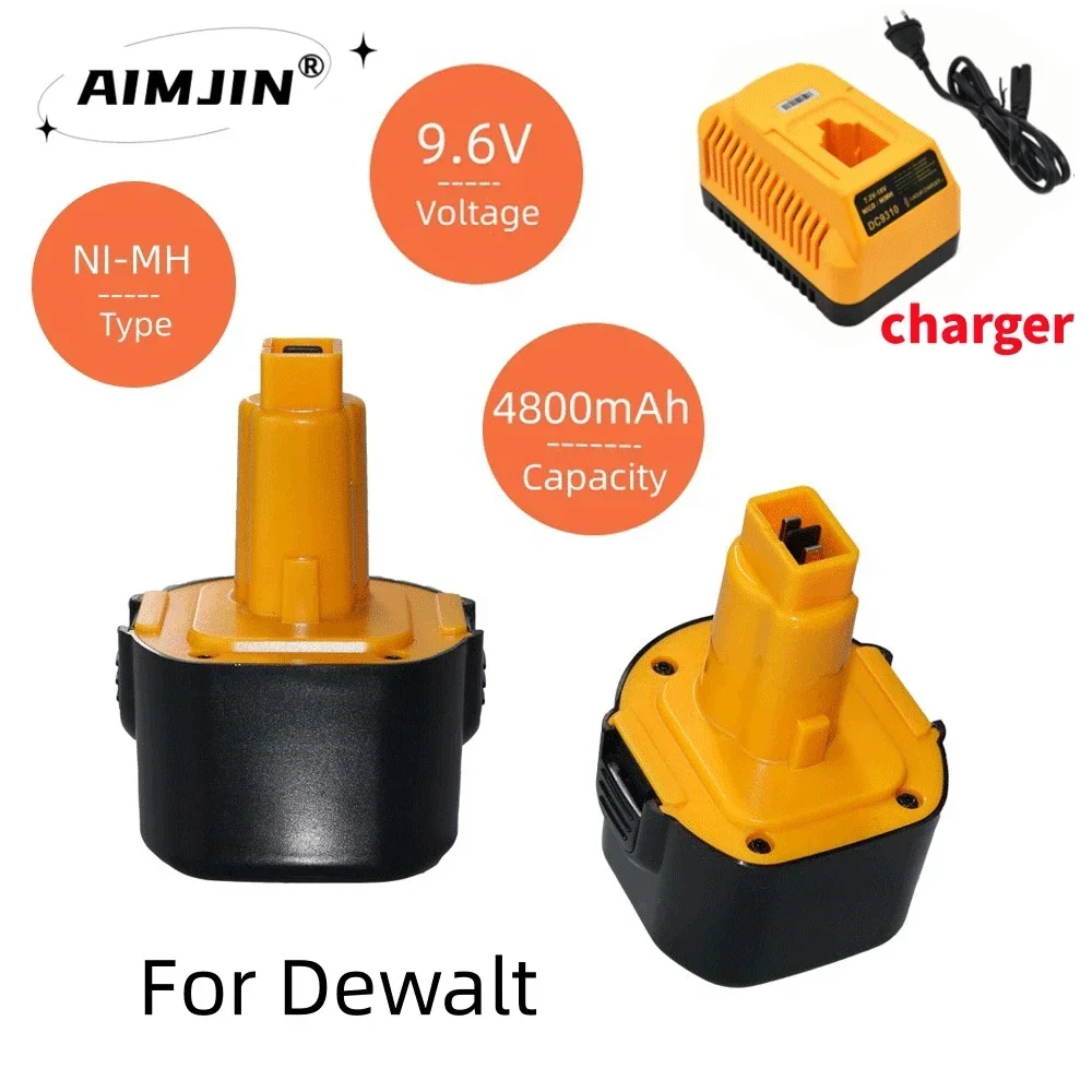 Аккумулятор для Dewalt с зарядным устройством, 9,6 в, 4800 мАч