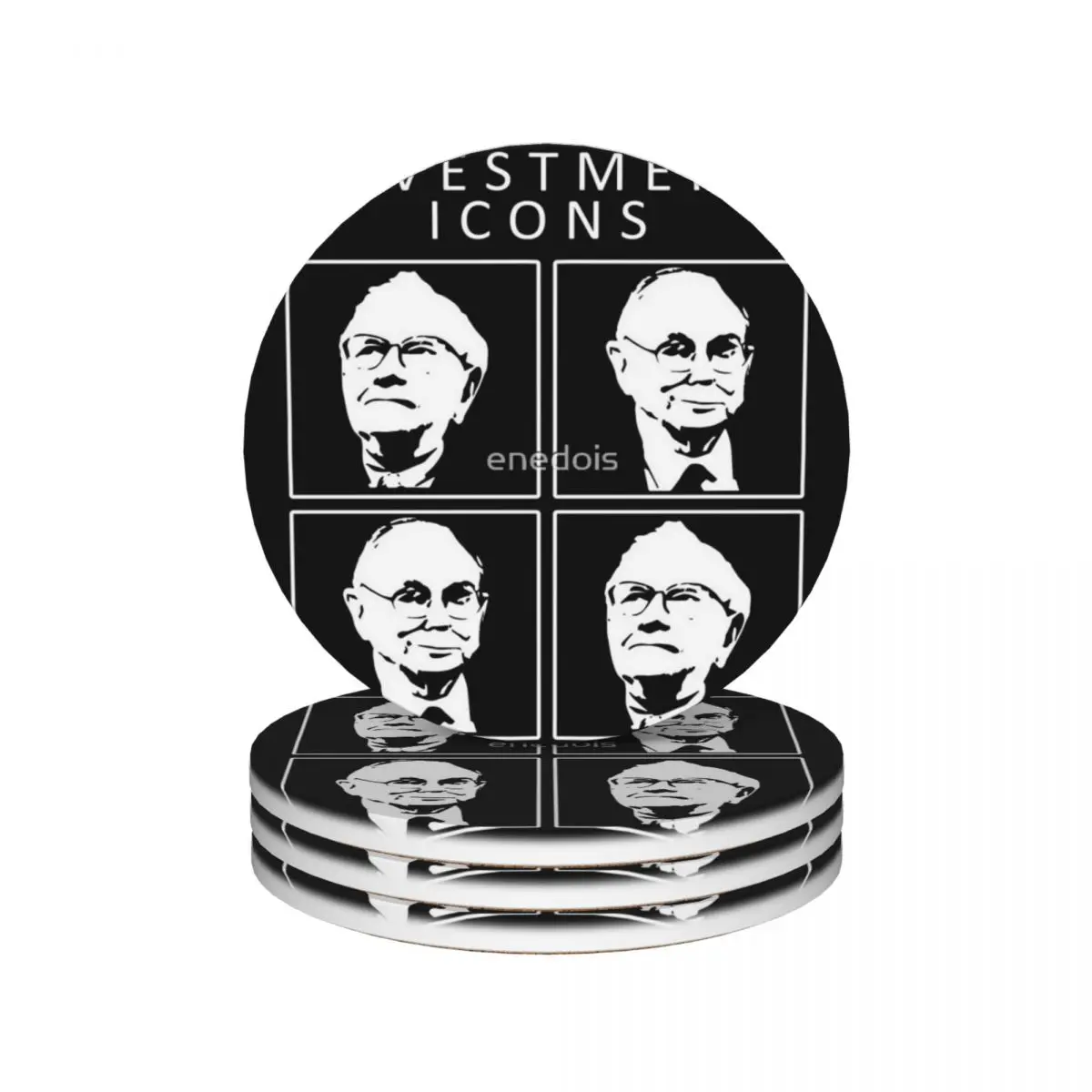 Инвестиционные значки - Warren Buffett Charlie Munger Керамические подставки для кухонного бара (4 шт. в упаковке)