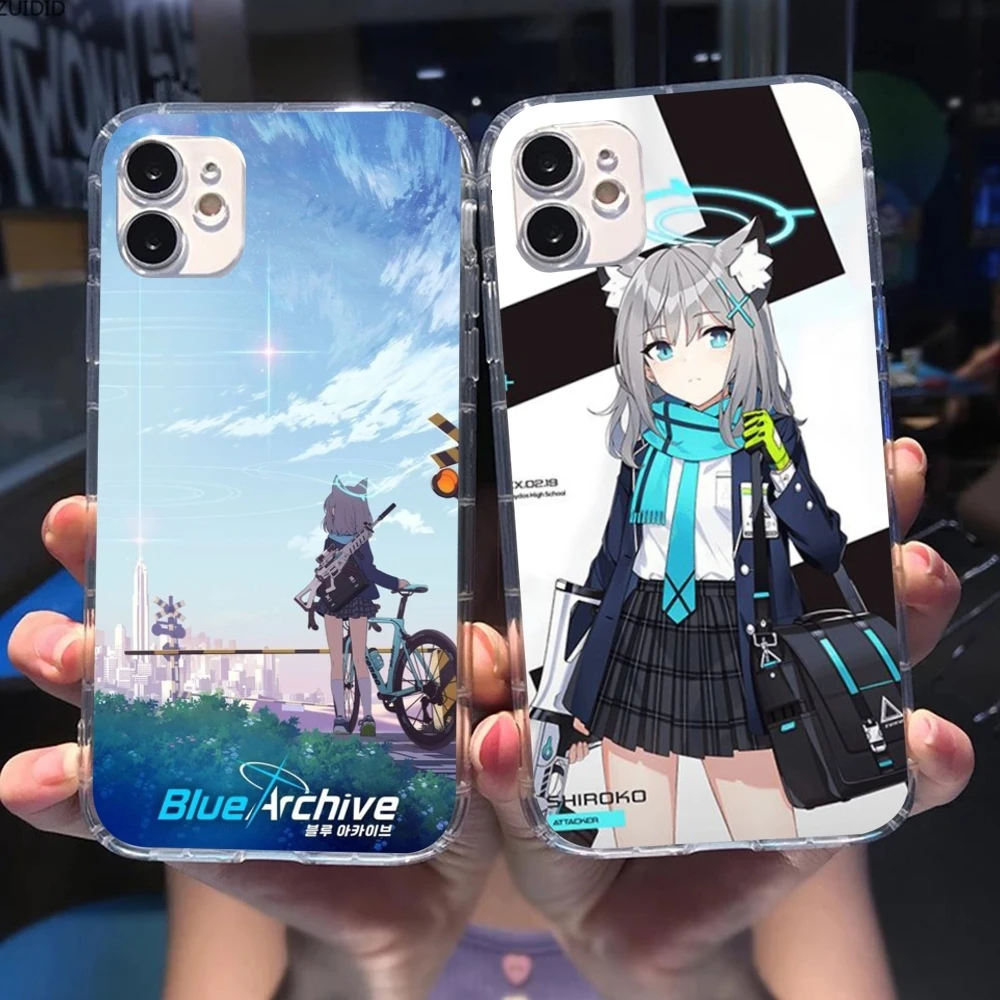 Синий архив Shiroko Чехол для мобильного телефона iPhone 15 14 13 12 11 X XR XS 8 Pro Max Plus Mini прозрачный чехол