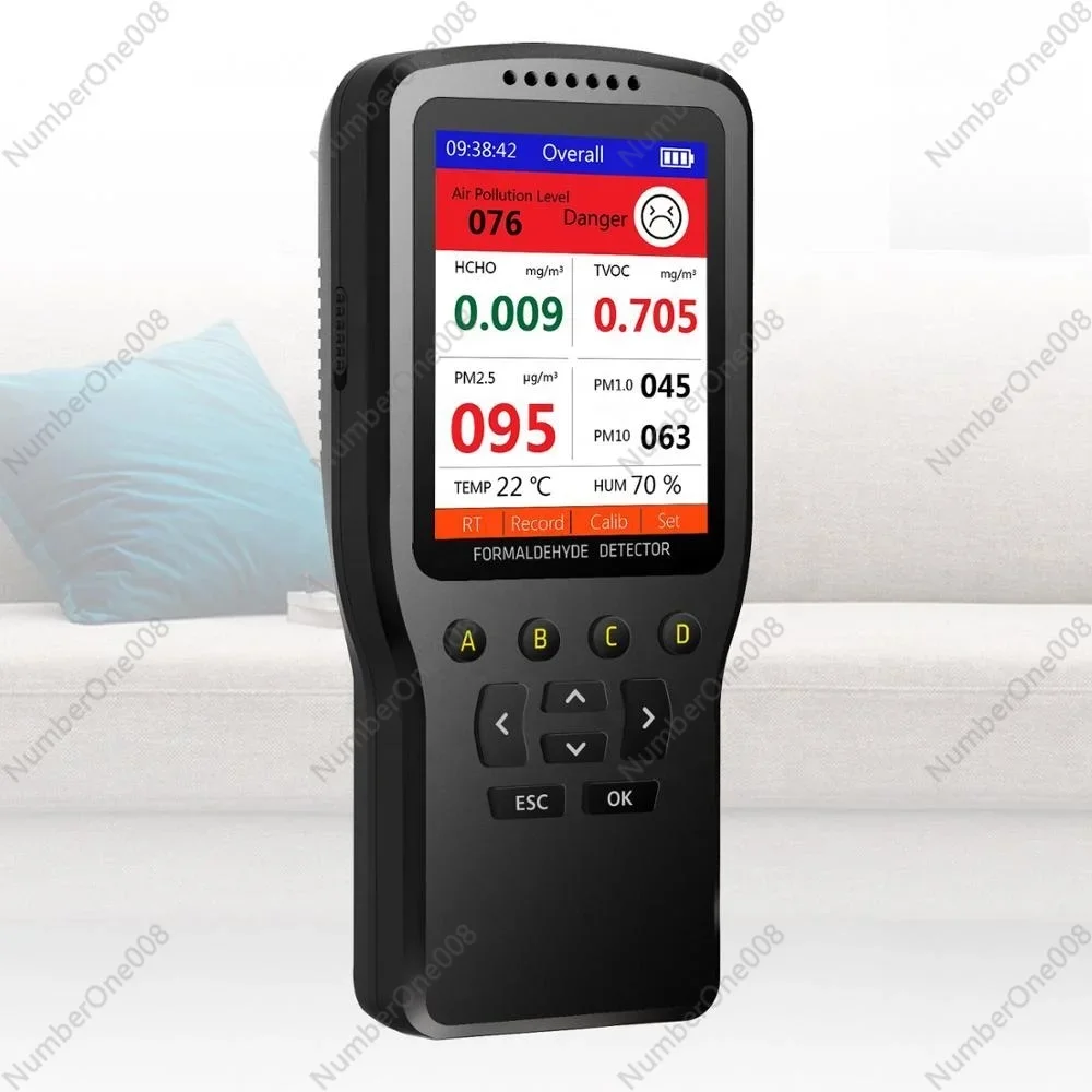 Монитор качества воздуха с цветным дисплеем для PM2.5 HCHO TVOC с записывающей кривой и настройкой сигнализации