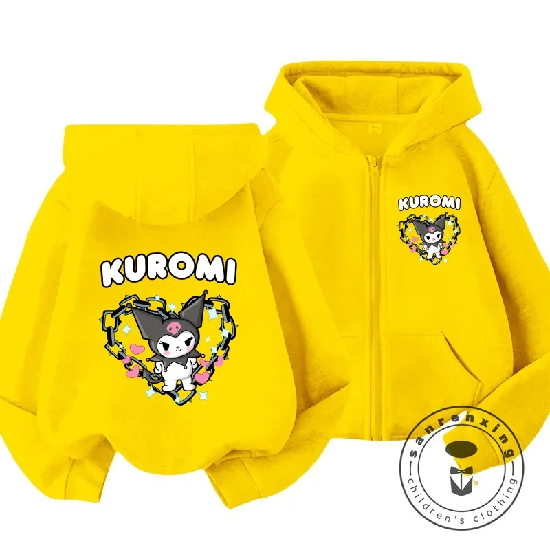 Фото Детская Толстовка С Капюшоном Hello Kitty Kuromi, Зимний Повседневный Топ Для Девочек С Капюшоном, Школьная Форма, Подходит №3