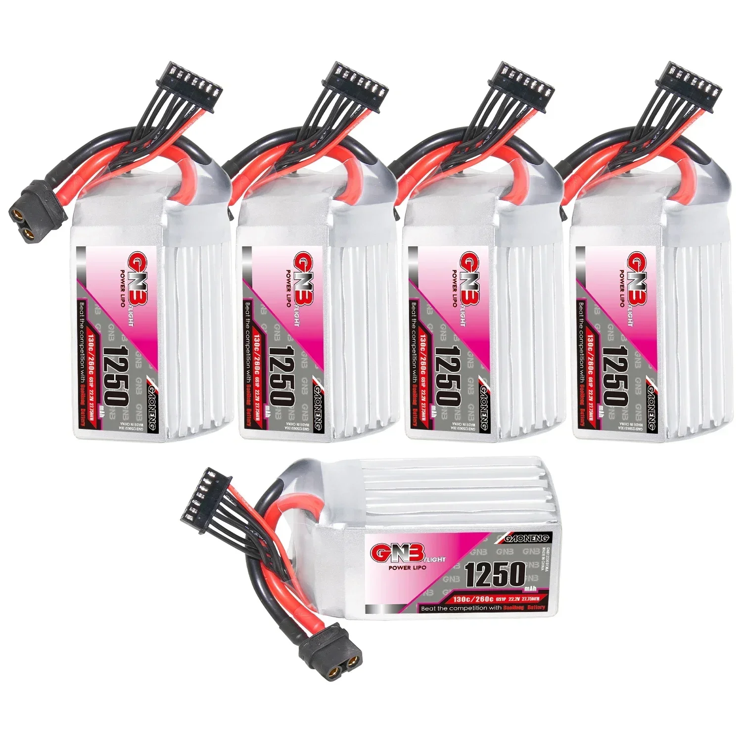 Фото GNB 1250 мАч 6S 130C-260C 22,2 В Мощный разъем LiPo — XT60 для сборки Cinewhoop и Cinelog №5