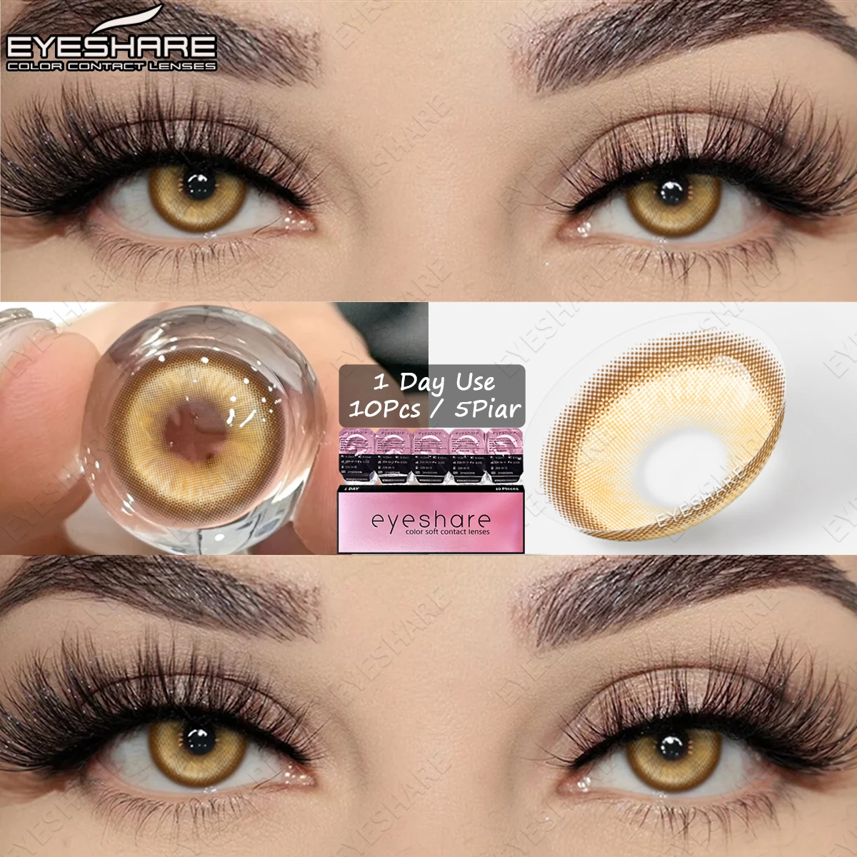 Фото EYESHARE Daily Disposable Anime Cosplay Lenses Colored Contact Lenses Red Daily Contact Halloween Makeup 10Pcs/5Pair 1Day Use №5