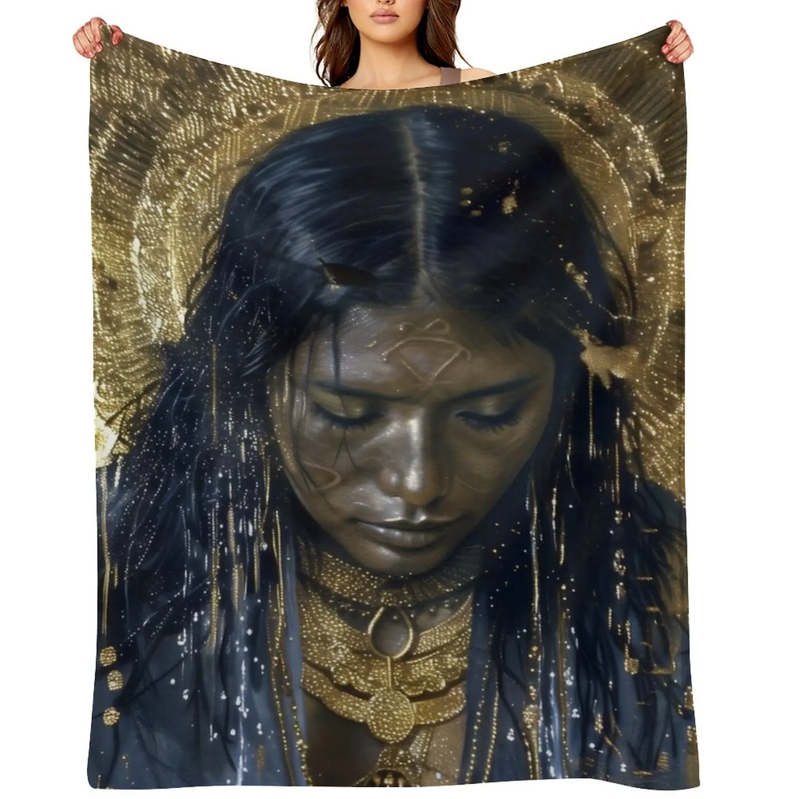 Одеяло Taino Goddess Atabey Surreal Gold Art, покрывала на кровать, полное покрывало для декоративного дивана, зимние кровати, одеяла