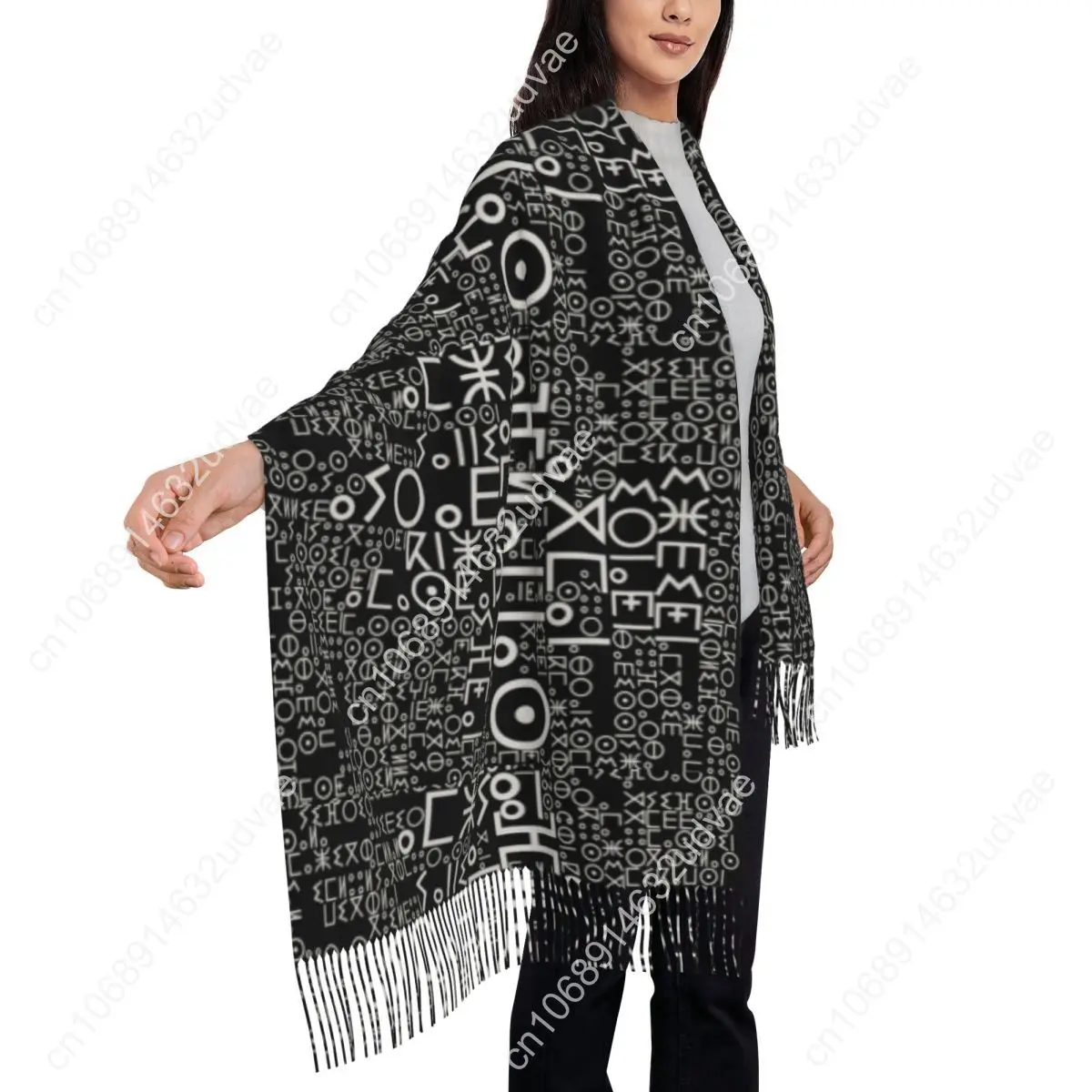 Фото CustomImazighen флаг мира Amazigh алфавит Tifinagh шарф накидка женские длинные зимние теплые шаль с кисточками шарфы унисекс №4
