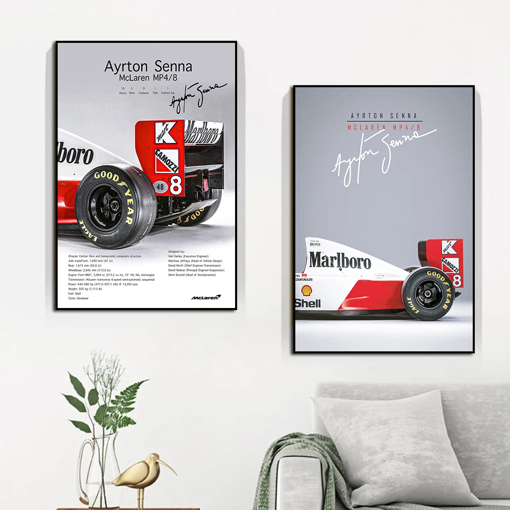 Фото Легендарная формула Racer Senna плакат и Печать Спортивный хвост Холст Картина гоночный автомобиль Настенная картина гостиная домашний декор №5