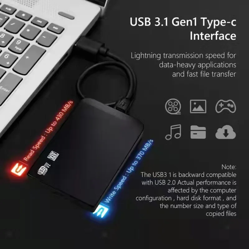 Фото Портативный оригинальный 1 ТБ SSD 500 ГБ высокоскоростной внешний твердотельный жесткий диск USB интерфейс HDD мобильный жесткий диск для ноутбу... №5