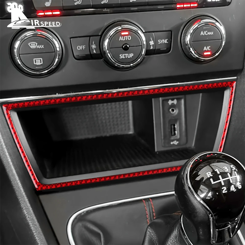 Фото Настоящая мягкая наклейка из углеродного волокна для Seat Leon 2013 2014 2015, LHD RHD, центральное хранилище автомобиля, USB-порт, рамка, аксессуары для интерьера №2